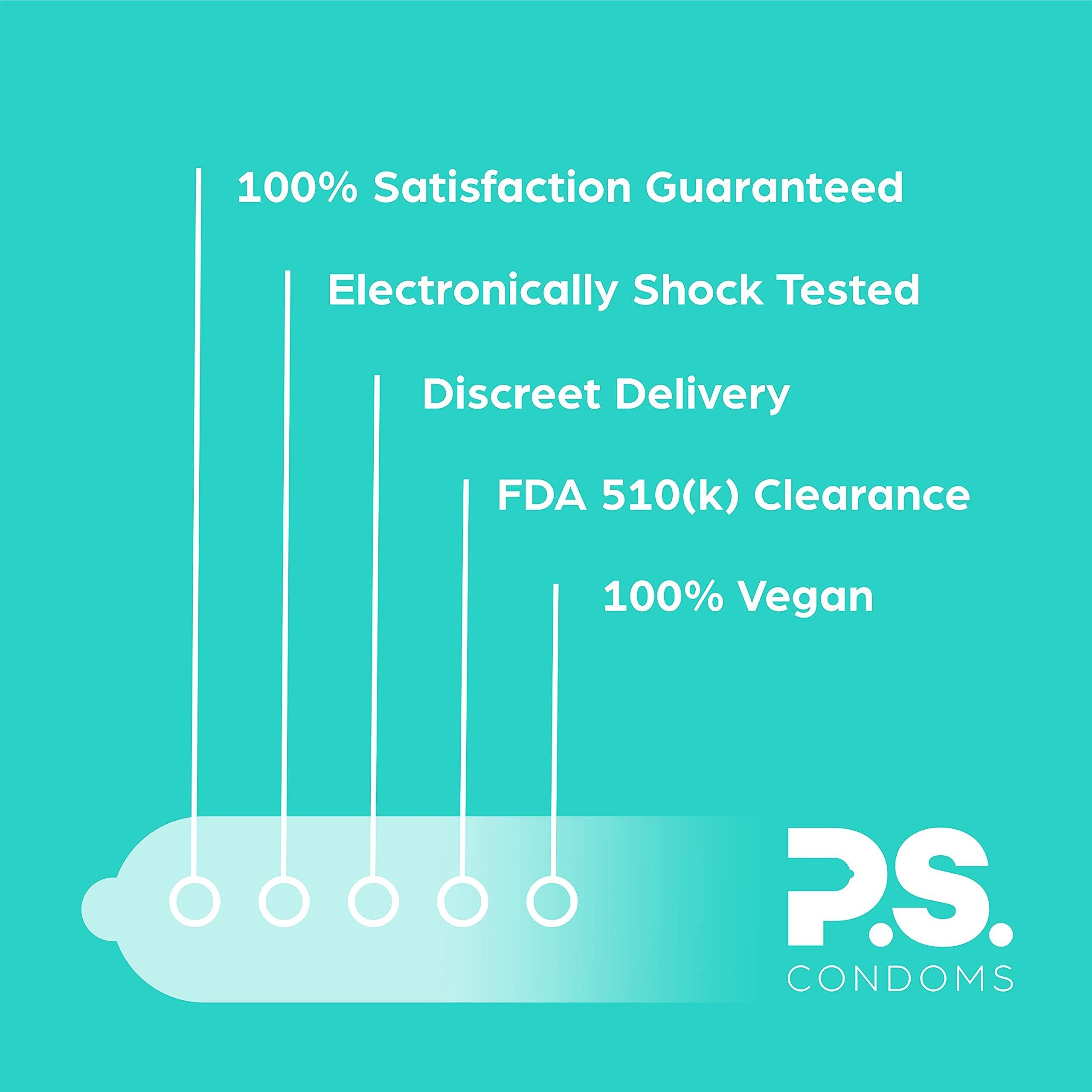 PS Condoms Exceptionally Thin Latex Condoms for Men - Odorless and 100% Vegan - Ultra Thin Lubricated Condom - 40% Thinner and Transparent - 12 Pack - Image 4