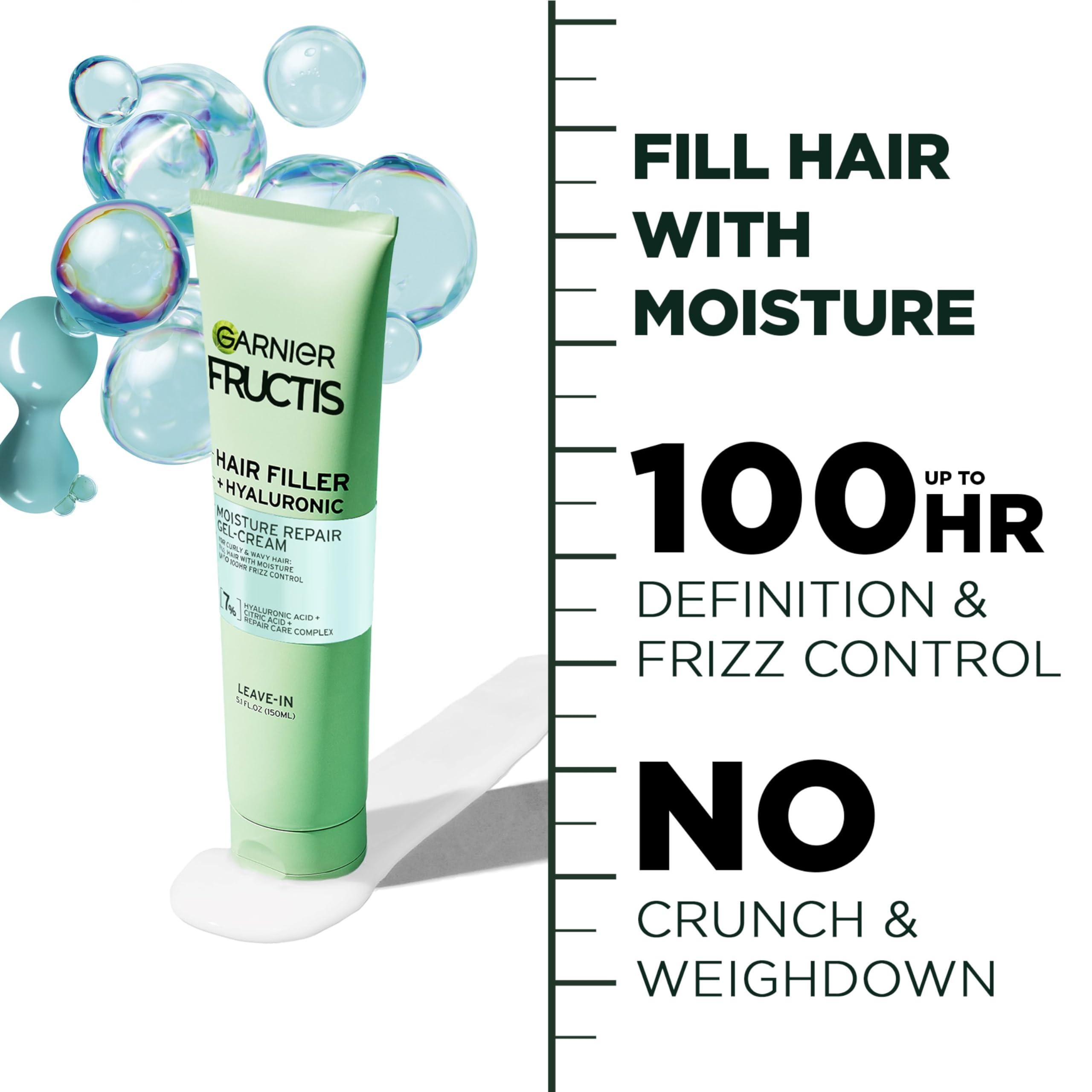 Garnier Fructis Hair Filler Moisture Repair Gel-Cream, Hair Gel for Curls and Waves with Hyaluronic Acid, 5.1 Fl Oz, 1 Count - Image 4