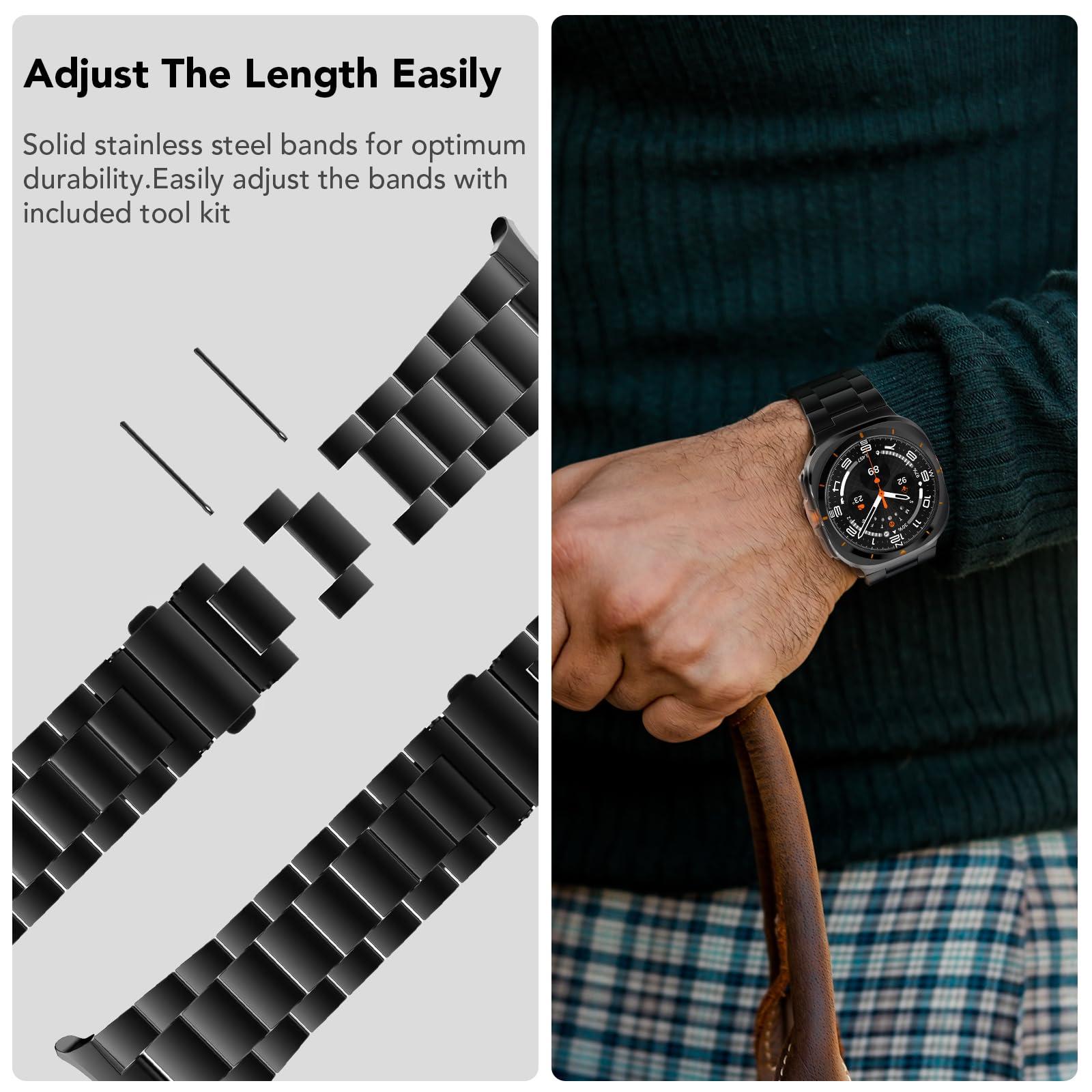 Band Compatible with Samsung Galaxy Watch Ultra 47mm(2024),Metal Stainless Steel Bands Strap Men Women,NOT for Galaxy Watch 7 6 5 4 Band 40mm 44mm 45mm/Watch 6 4 Classic 42mm 46mm 43mm 47mm - Image 6