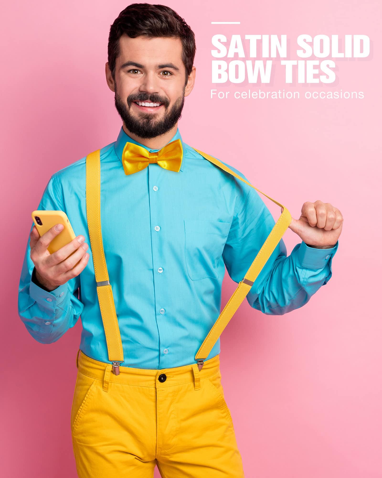 Hercicy 20 Pieces Bow Ties for Men, Formal Satin Solid Tuxedo Adjustable Length Pre Tied Bow Ties for Wedding Celebration - Image 4