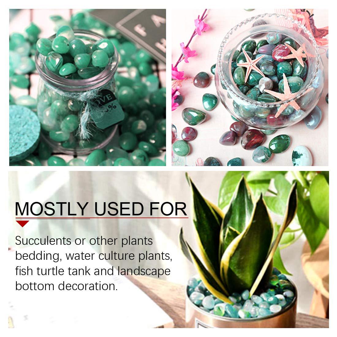 Hilitchi Green Agate Stone Tumbled Stones for Plants Cacti & Succulents Bedding, Vase Filler, Landscape Bottom Decoration (About 1lb(455g)/Bag) - Image 7