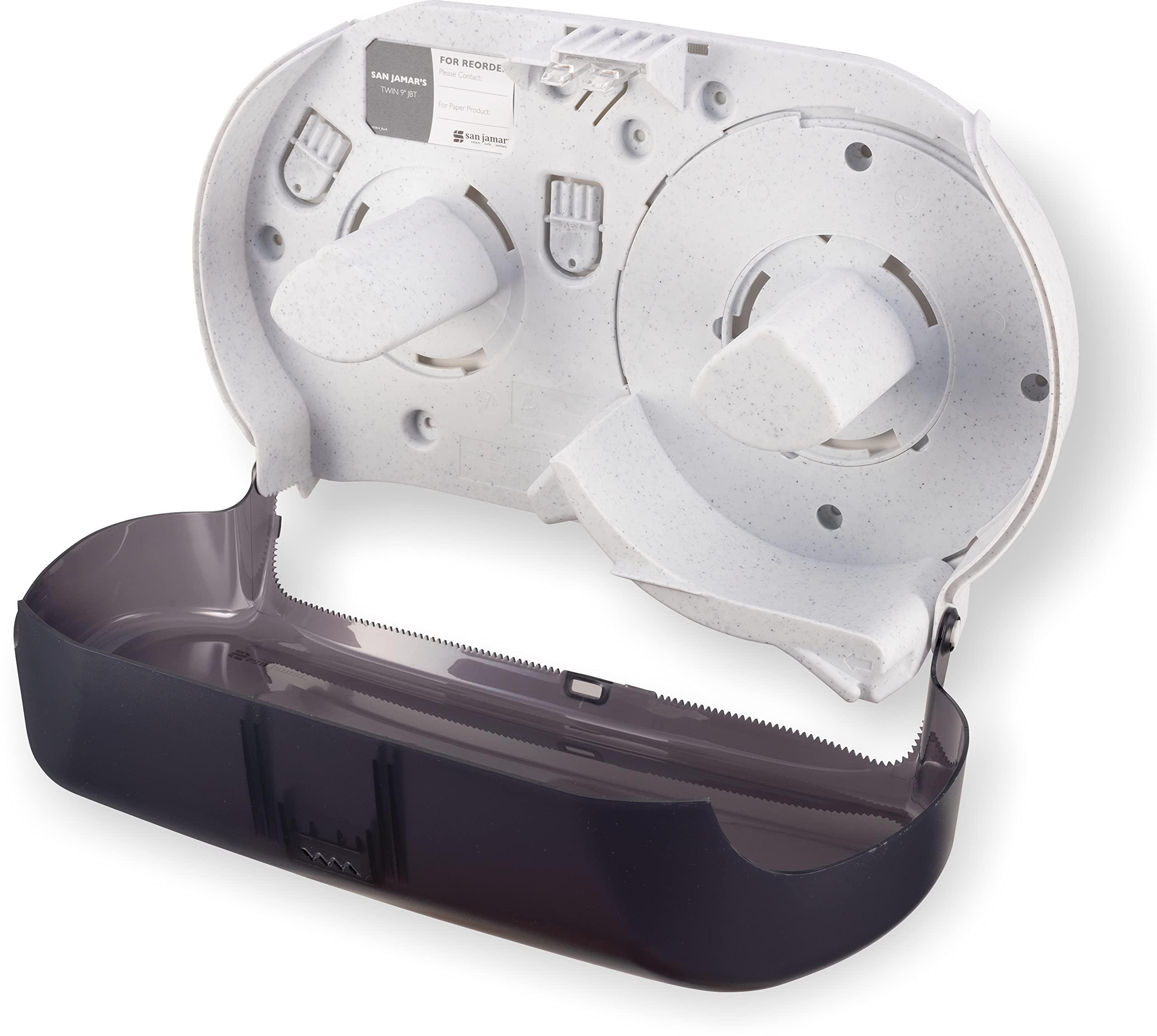 San Jamar - SJMR4000TBK R4000TBK Twin 9" Jumbo Tissue Dispenser, Black Pearl, 12" x 19" x 5.3" - Image 8