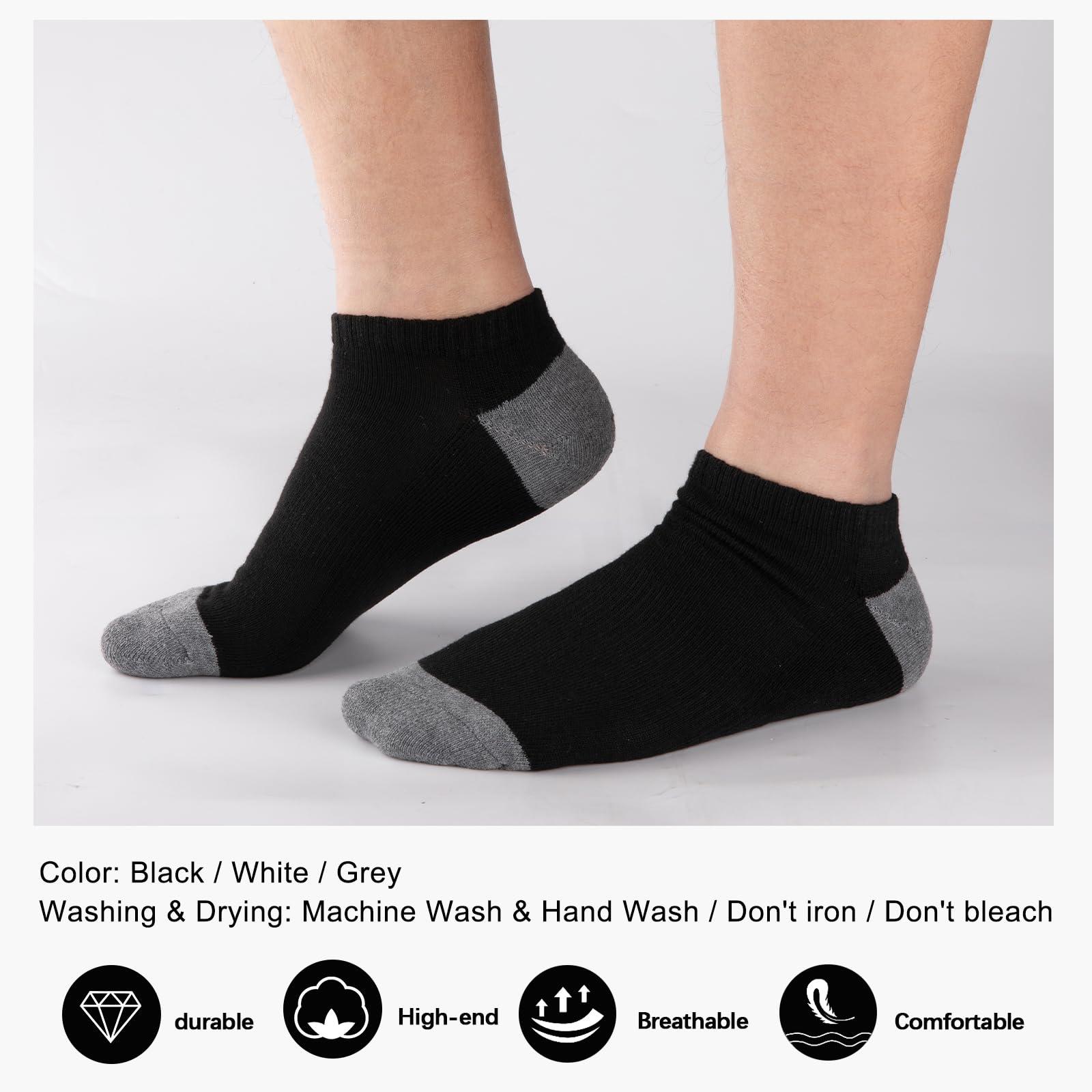 COOVAN 10 Pairs Mens Cushion Ankle Socks Men 10 Pack Low Cut Comfort Breathable Casual Socks - Image 6