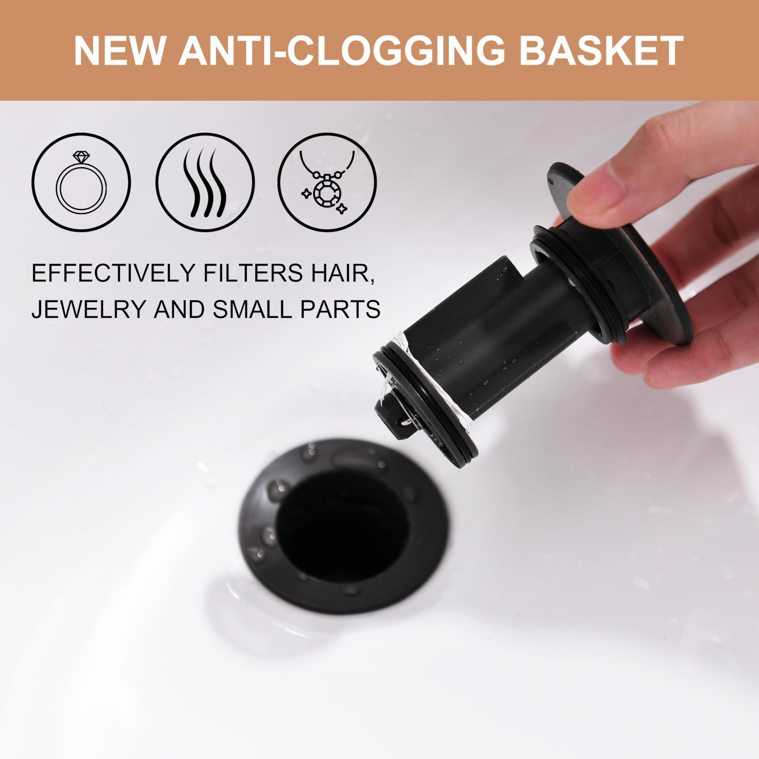 KENES Oil Rubbed Bronze Bathroom Vessel Pop Up Sink Drain, Vanity Faucet Sink Drain Stopper, Sink Drain Assembly Without Overflow Anti Clog Pop Up Drain - Image 7
