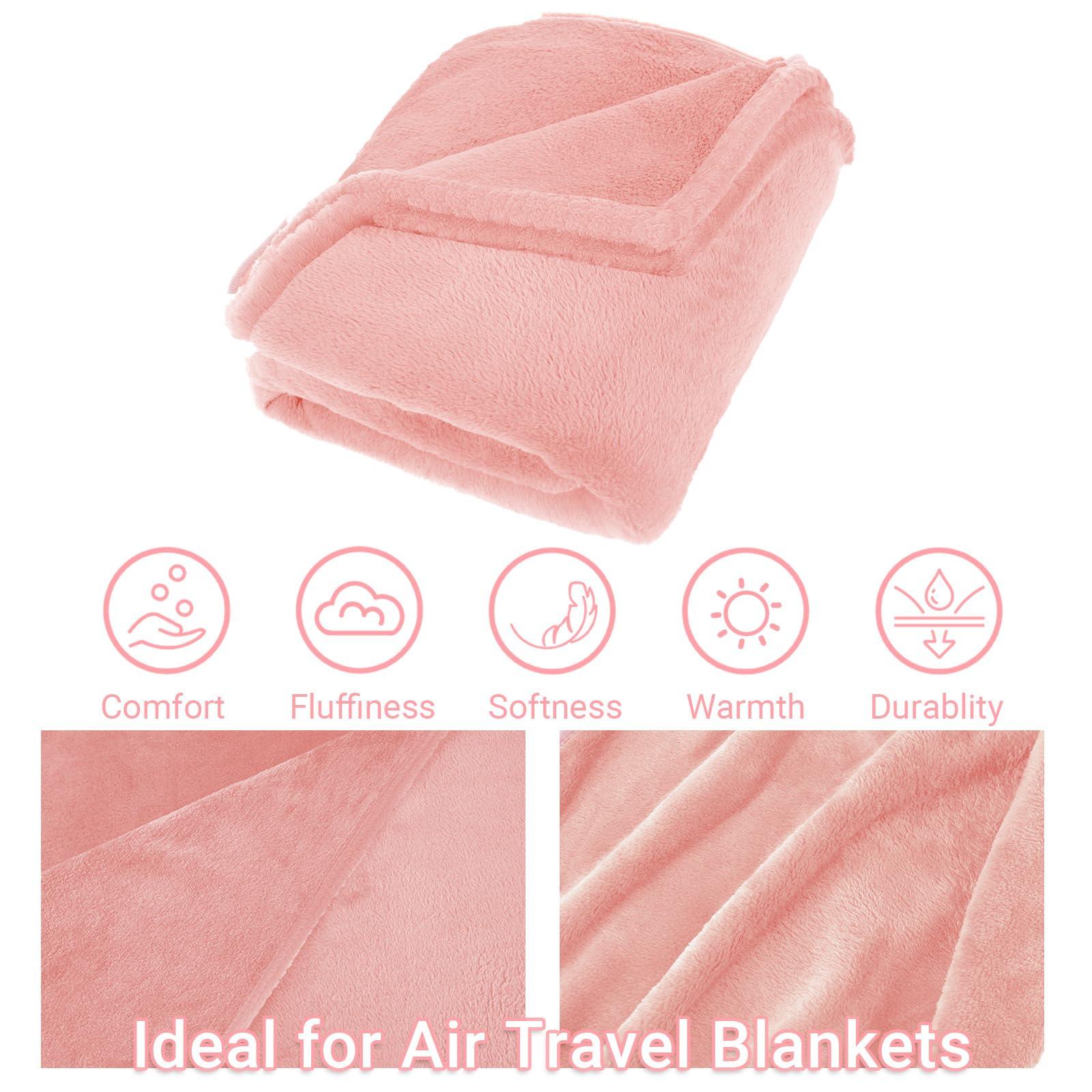 CLEXION 3 in 1 Travel Pillow and Blanket Set, Premium Soft 300 GSM Thick Airplane Blanket Compact with Bag for Long Trips Essentials, Hand Luggage Sleeve and Backpack Clip (Pink) - Image 5