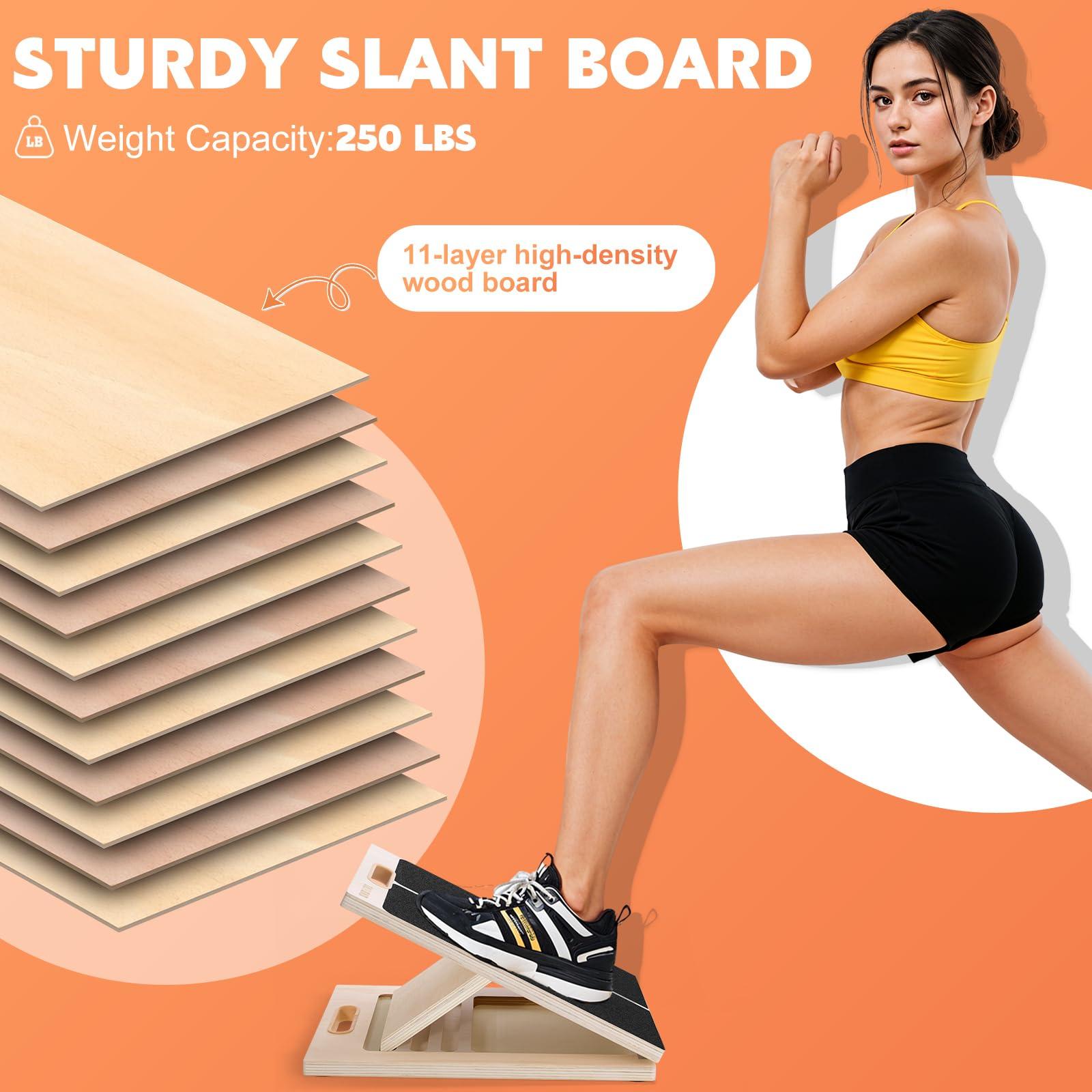 Slant Board for Calf Stretching, Adjustable Wooden Calf Stretcher Incline Board, Calf Stretch Board for Squats Leg Knees Heel Ankle Stretching - Image 3