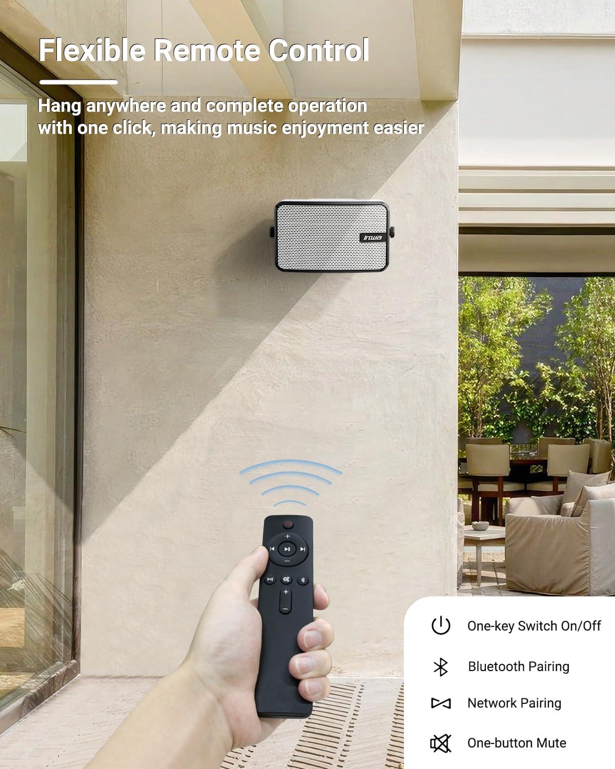 Inwa Outdoor Bluetooth Speakers, IPX5 Waterproof 400W Wall Mount Speaker, Powerful Indoor/Outdoor Sound System, Wireless Sync Up to 100 Speakers, Suitable for Patio/Porch/Gazebo/Garage(MZ-621, Pair) - Image 3