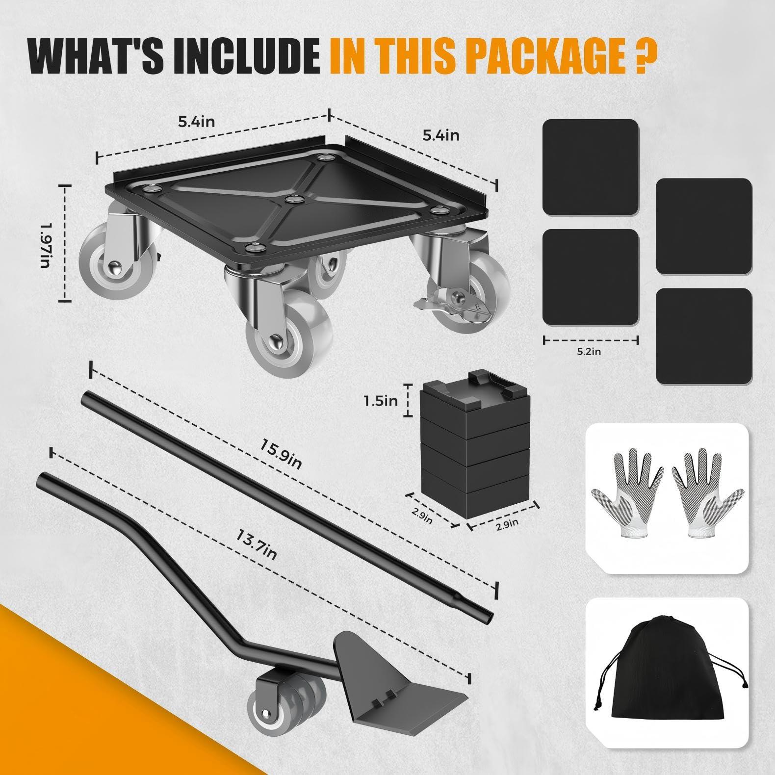 LOYAL TIGER Furniture Dolly,Furniture Mover Pro Set,Furniture Lifter with 5 360° Rotatable Rubber Universal Wheels，Carbon Steel Panel Furniture Movers，Maximum Load 1500LBS. - Image 2