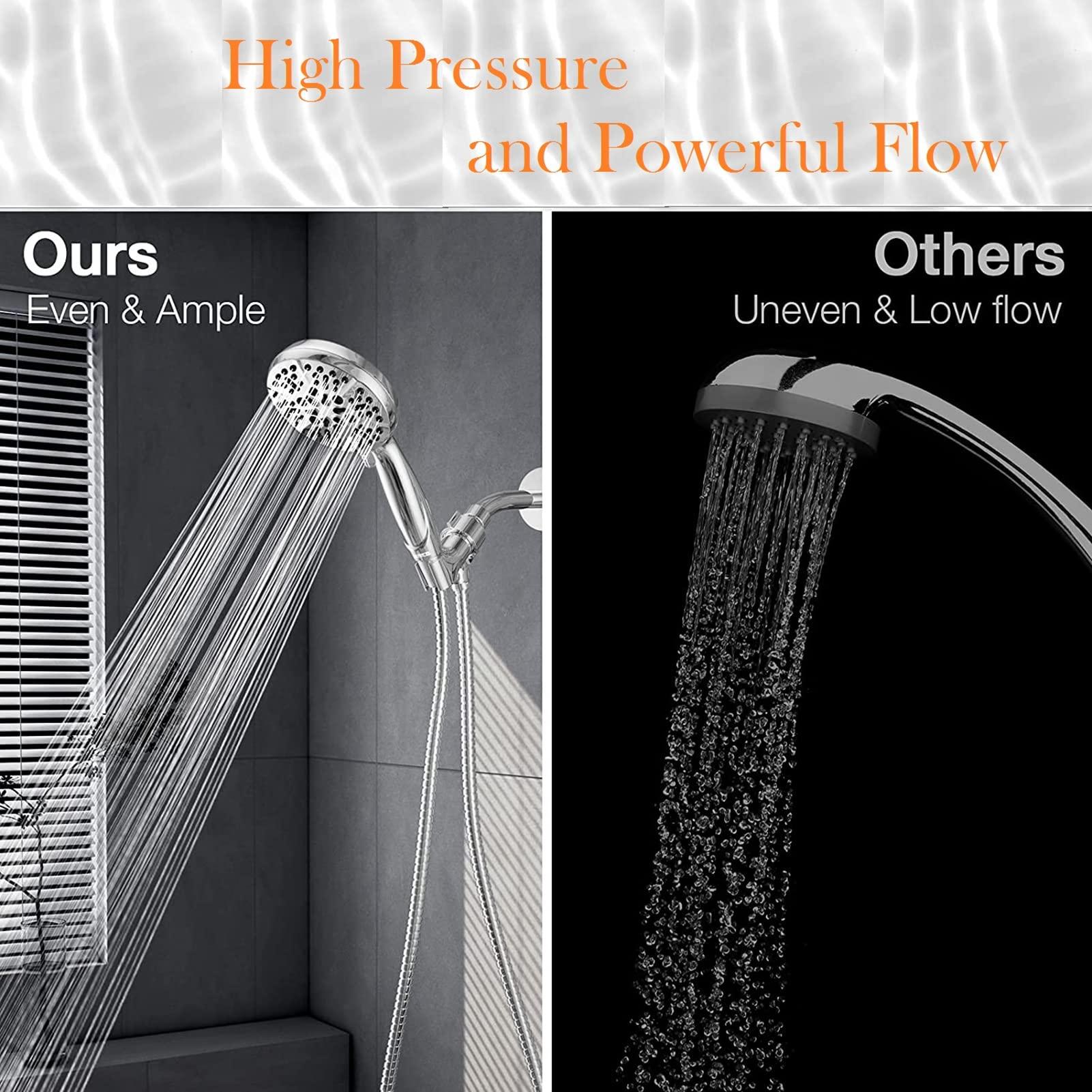 Shower Head with Handheld High Pressure-Full Body Coverage Powerful Rain Showerhead Extra 60" Long Hose and Adjustable Brass Joint Holder- The Perfect Detachable Heads for Bathroom Upgrade - Image 4