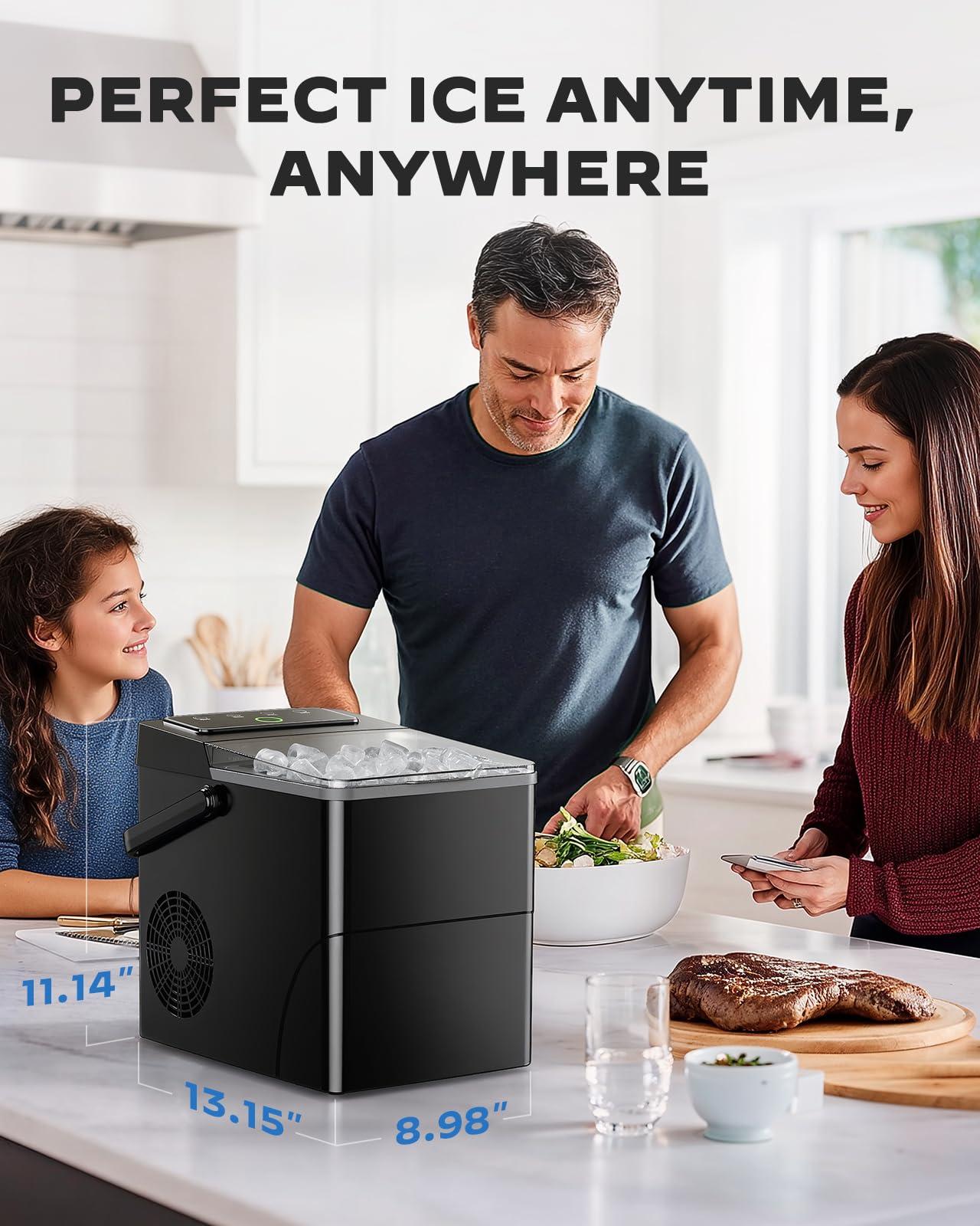 HOMEZAY Countertop Ice Maker, Compact Ice Maker with Larger 2.5L Expanding Ice Basket & 1.8L Water Tank, Smart Touch Control, 9 ICES in 6 Mins, Self-Cleaning, for Home/Party/Office/RV - Image 7