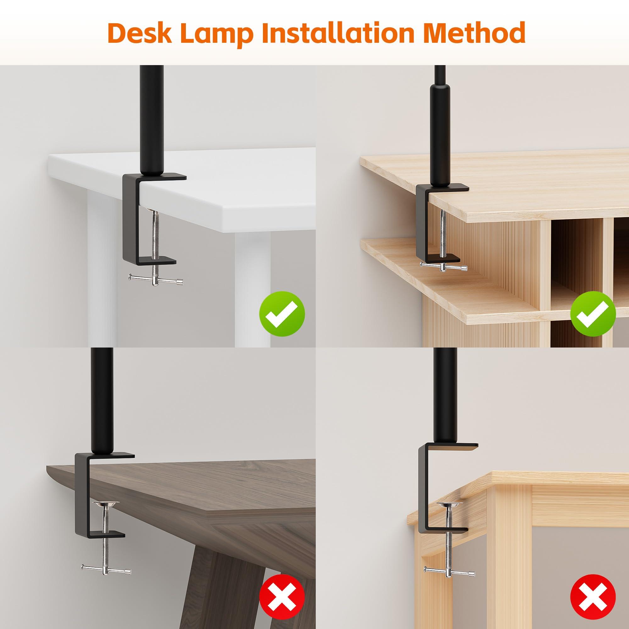 SEOUFRDZ LED Desk Lamp with Clamp, Eye-Caring Adjustable Brightness, 3 Lighting Modes, Touch & Remote Control Clip Light for Home Office, Study, Computer Work, Reading, Puzzle, Task (Black) - Image 2