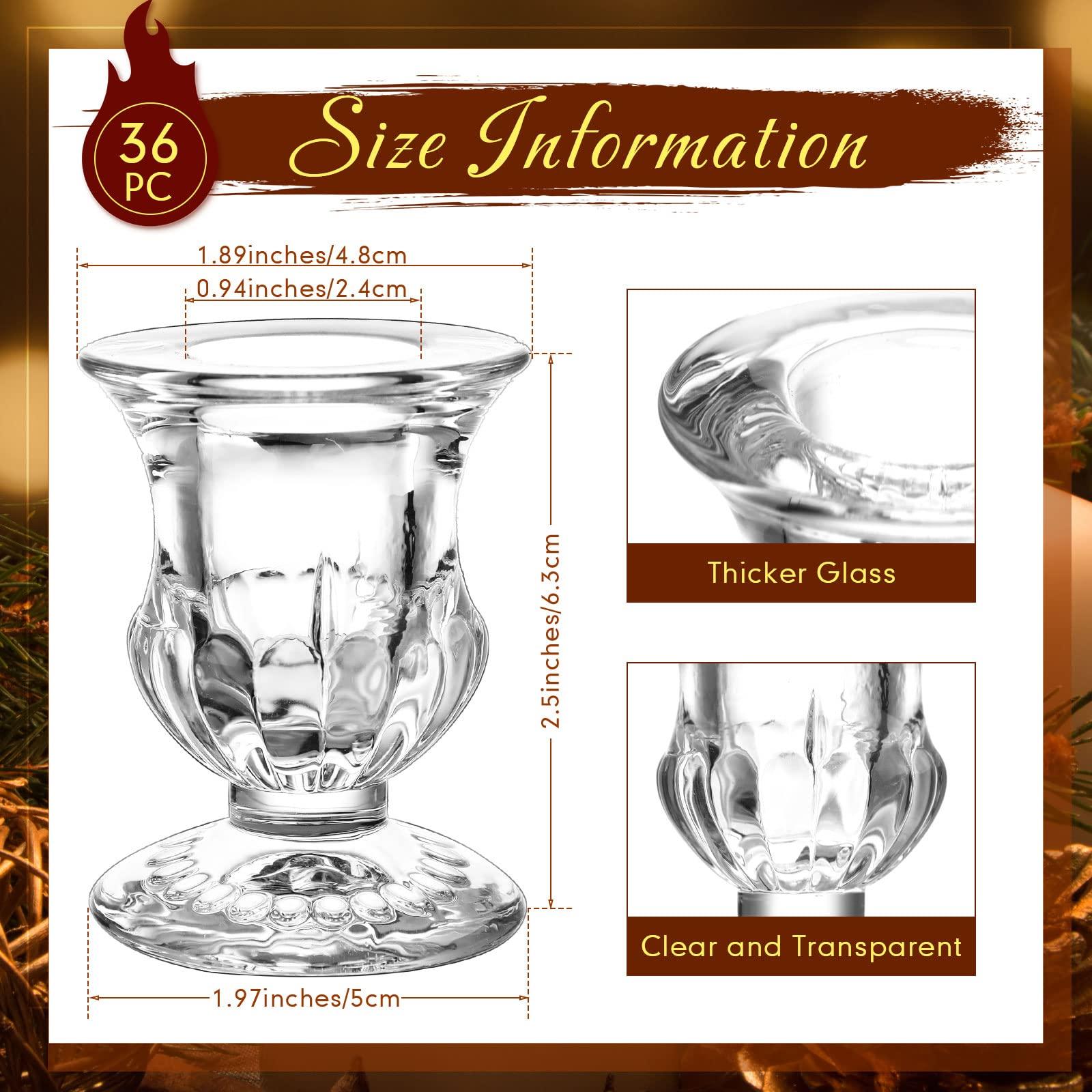 Foaincore Taper Candle Holders Bulk 2.5 Inch Candlestick Holder Small Candlestick Holder Thicker Glass Candle Sticks Set for Wedding Christmas Party Table Centerpiece(Clear,36 Pcs) - Image 3