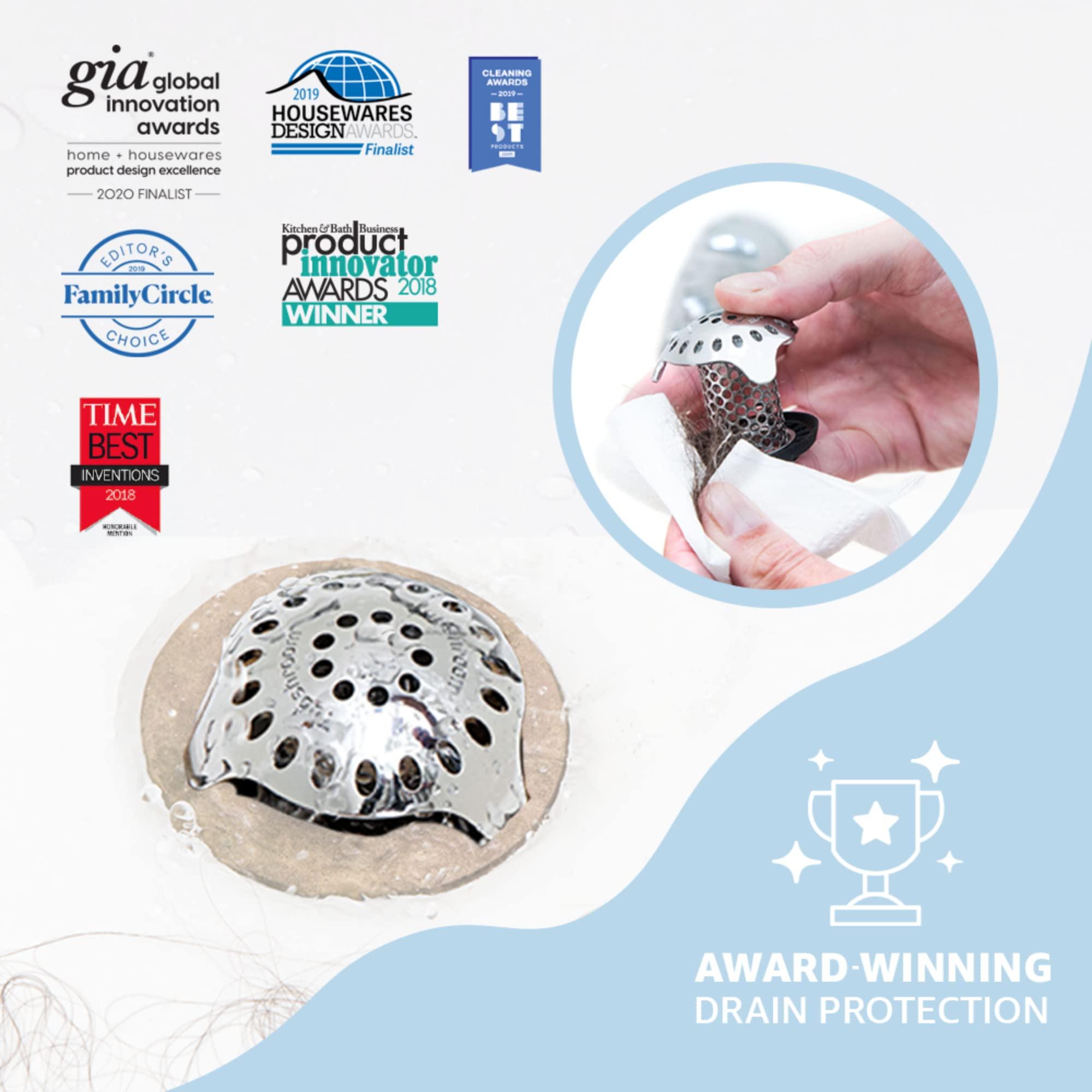TubShroom Ultra Revolutionary Bath Tub Drain Protector Hair Catcher/Strainer/Snare, Stainless Steel, Stainless Combo - Image 3
