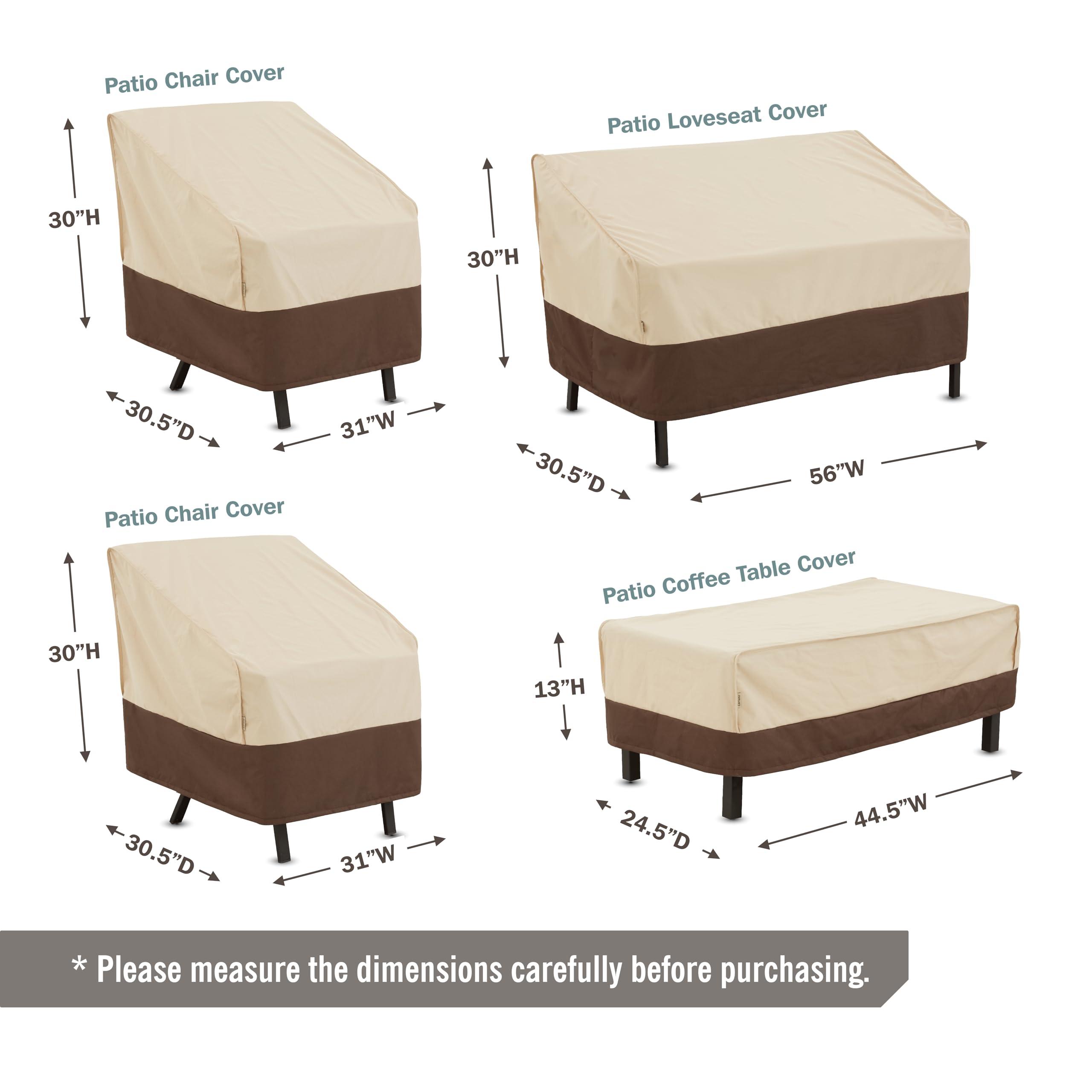 loriano Patio Furniture Cover Set, 4 Piece Outdoor Furniture Cover Waterproof, 600D Heavy Duty Lawn Patio Set Covers - Image 2