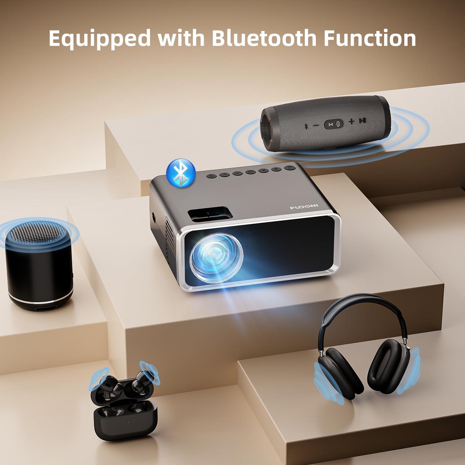FUDONI Projector with WiFi and Bluetooth 4K Supported, Upgraded Outdoor Movie Projectors Native 1080P FHD 12000L, Video Proyector for Home Theater, Compatible w/HDMI/USB/iOS/Android/Windows/TV Stick - Image 4