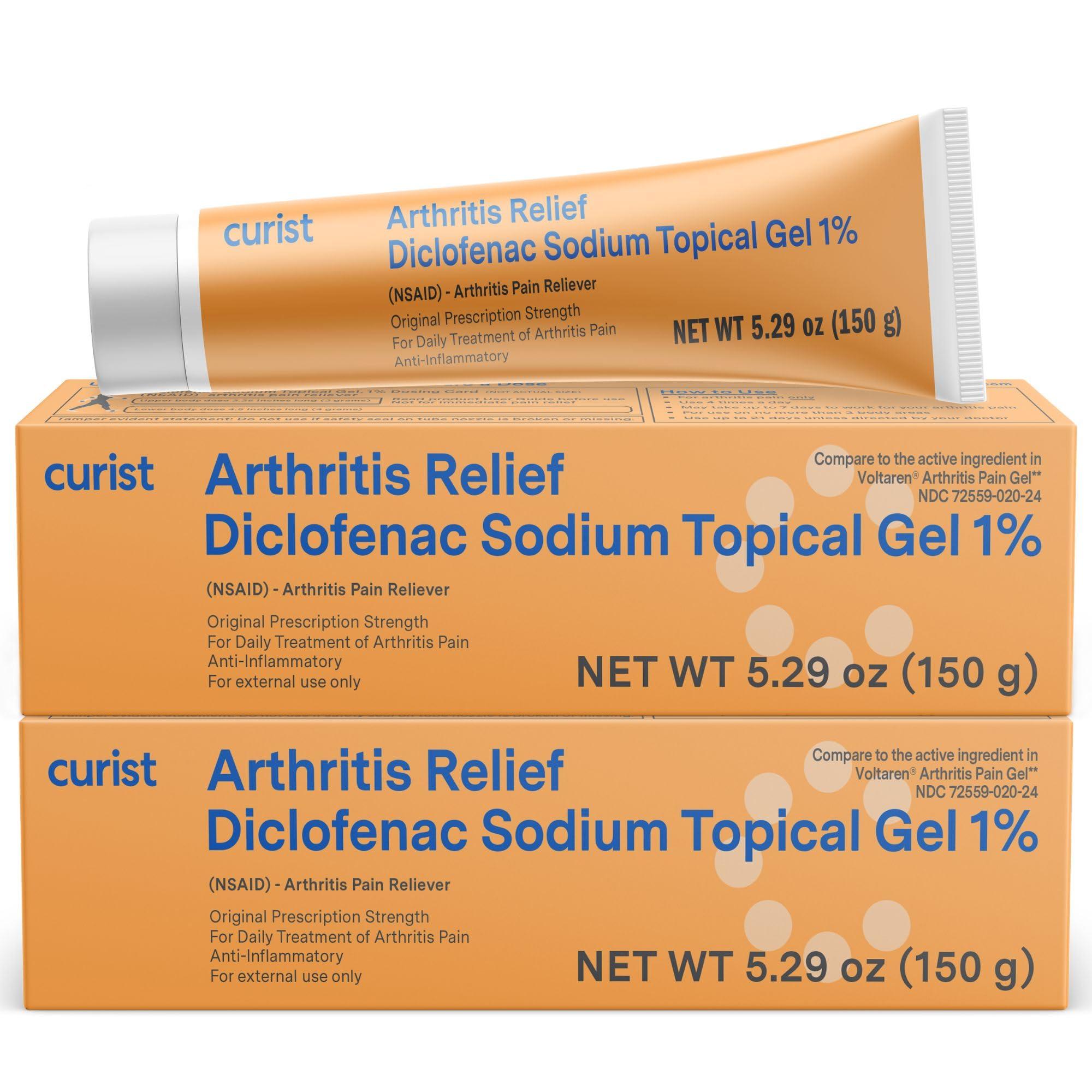 Curist Diclofenac Sodium Topical Gel 1 Percent 150g - Joint Pain Relief for Hand Pain, Foot, Knee Pain, Elbow, or Ankle Discomfort - 1% Gel - 2 Pack