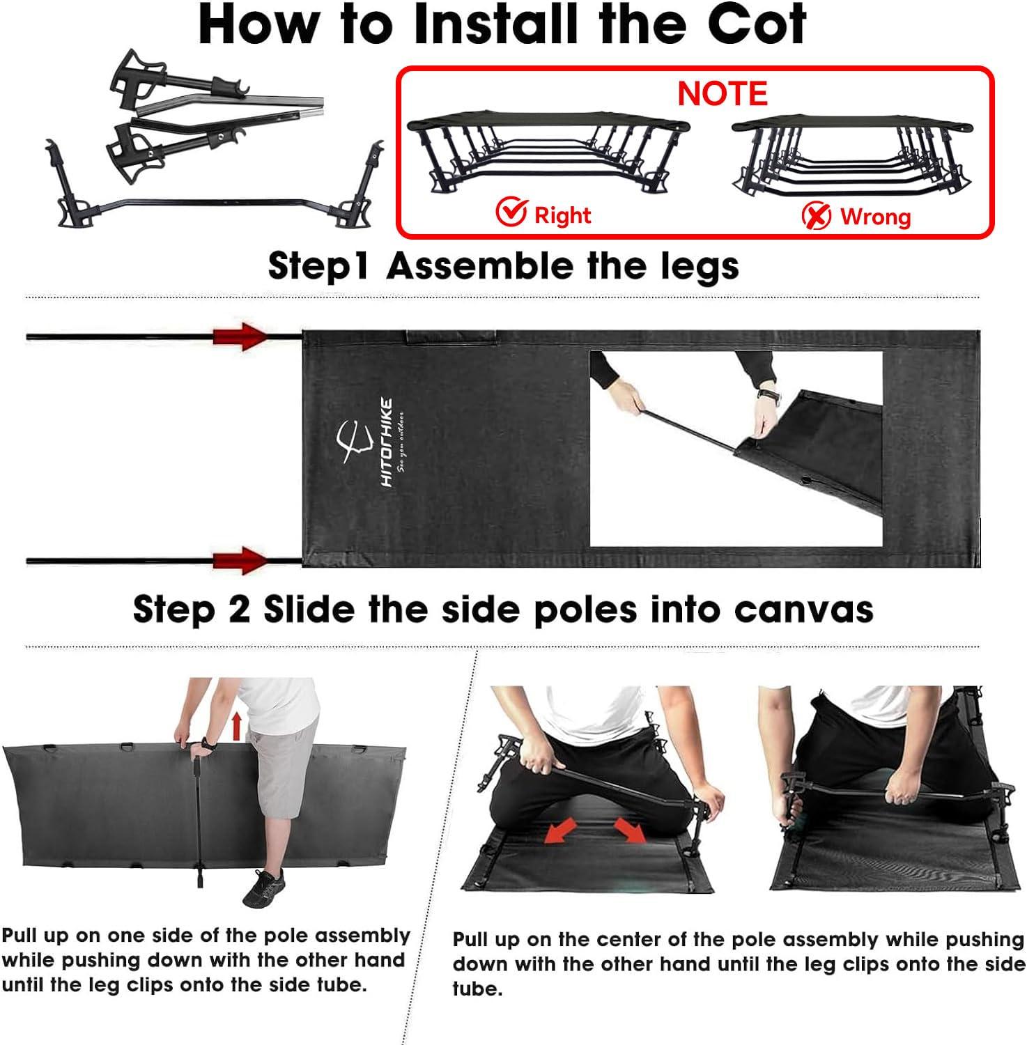 HITORHIKE Camping Cot Compact Folding Cot Bed for Outdoor Backpacking Camping Cot Bed - Image 2
