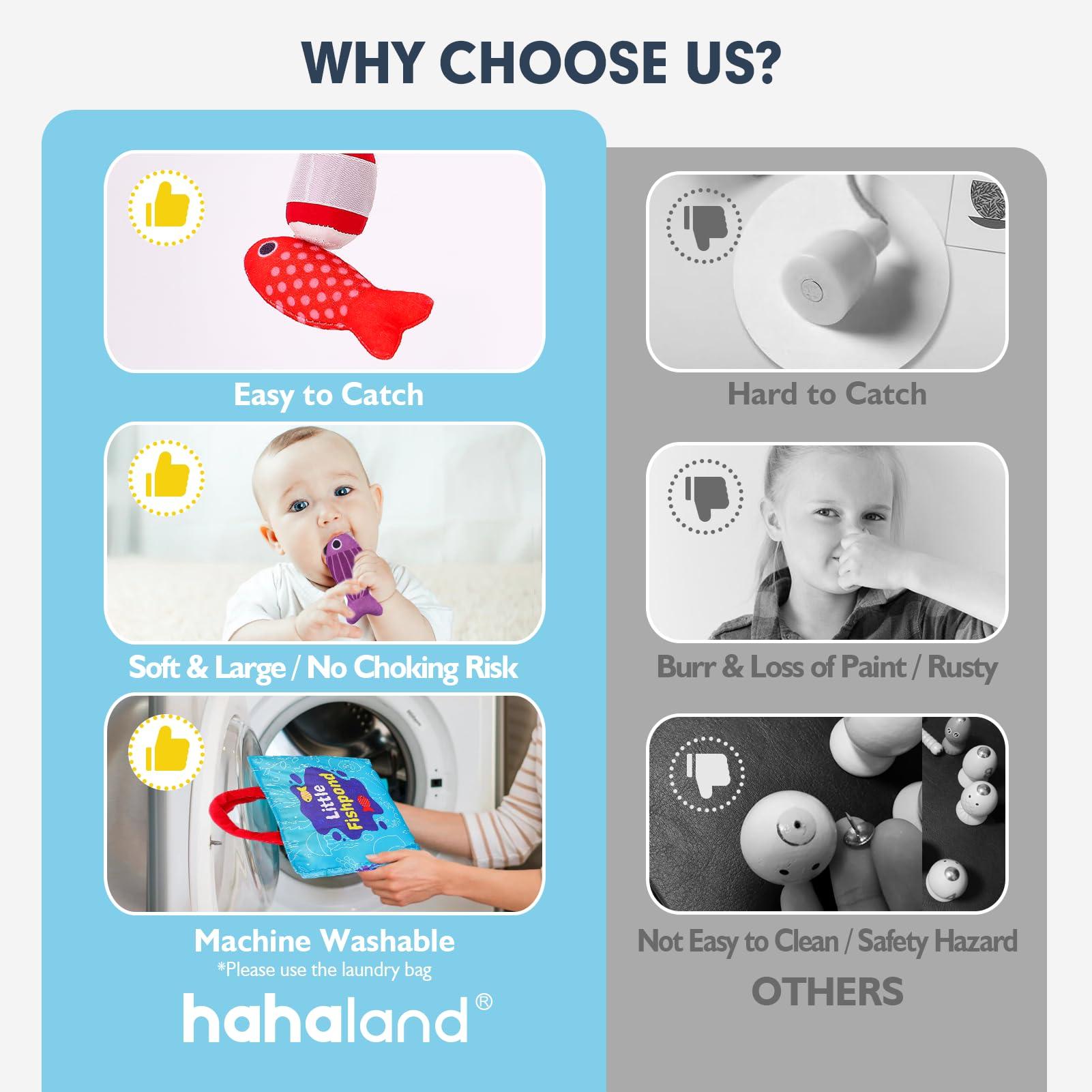 hahaland Montessori Toys for 1 Year Old - 10 in 1 Cloth Toddler Fishing Game with Stacking Cups, Baby Toy 12-18 Months One Year Old Boy Birthday Gift, Toddler Toys for 1 2 Year Old Boy Girl Gifts - Image 7