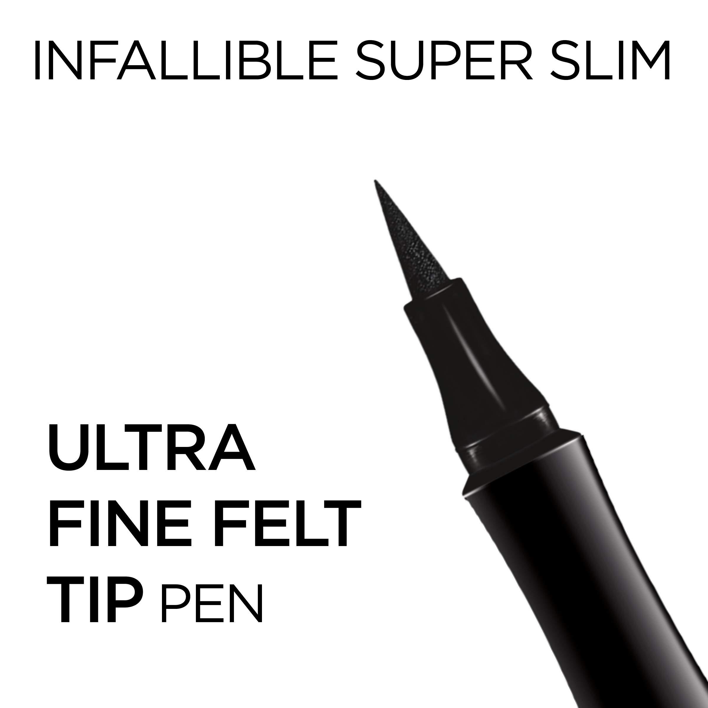 L'Oreal Paris Makeup Infallible Super Slim Long-Lasting Liquid Eyeliner, Ultra-Fine Felt Tip, Quick Drying Formula, Glides on Smoothly, Brown, 0.03 fl oz., 1 Count - Image 3