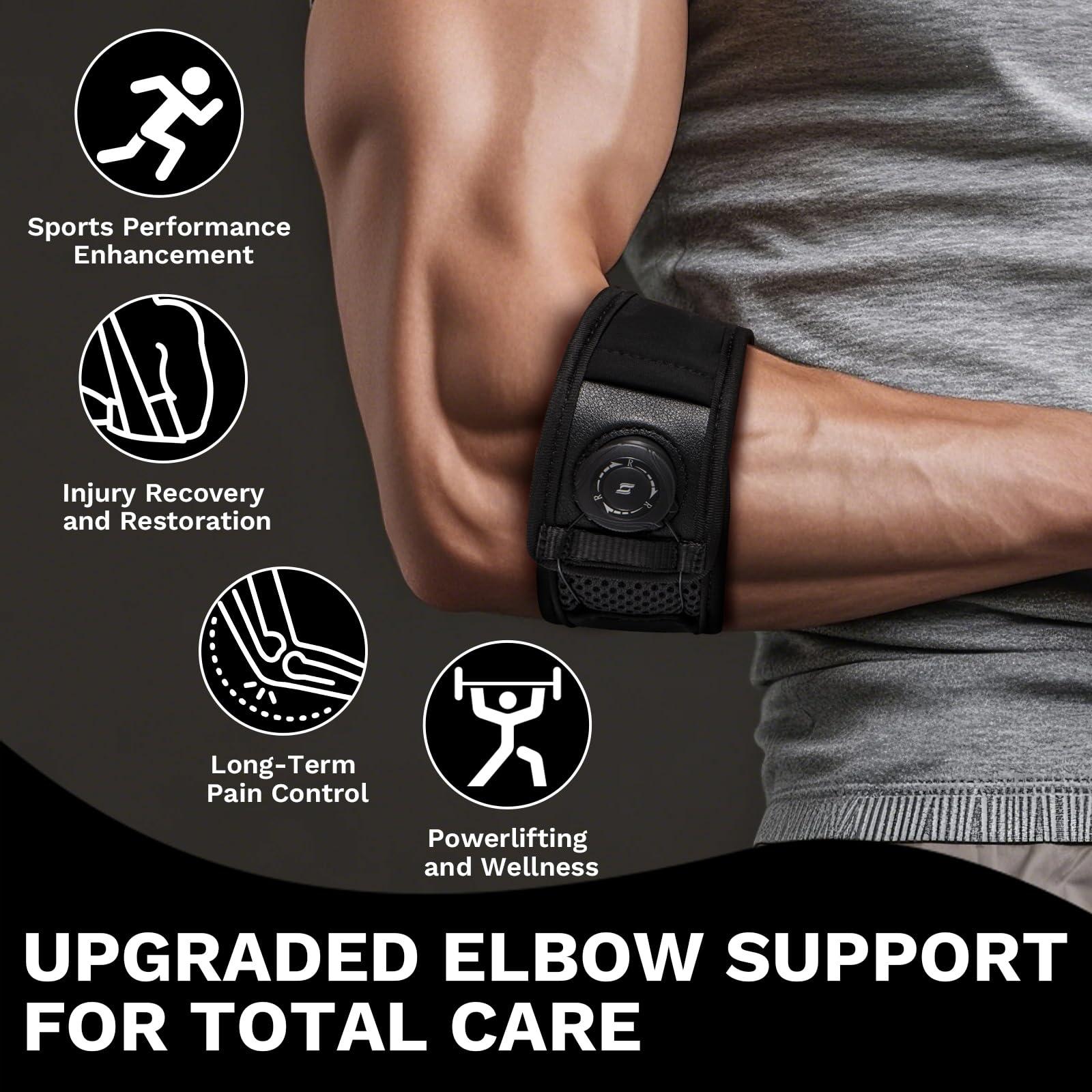 Tennis Elbow Brace for Men & Women (S/M for Smaller Arms Only), Elbow Brace for Tendonitis and Tennis Elbow and Golfer's Elbow, Adjustable Elbow Strap (Black, Small) - Image 5