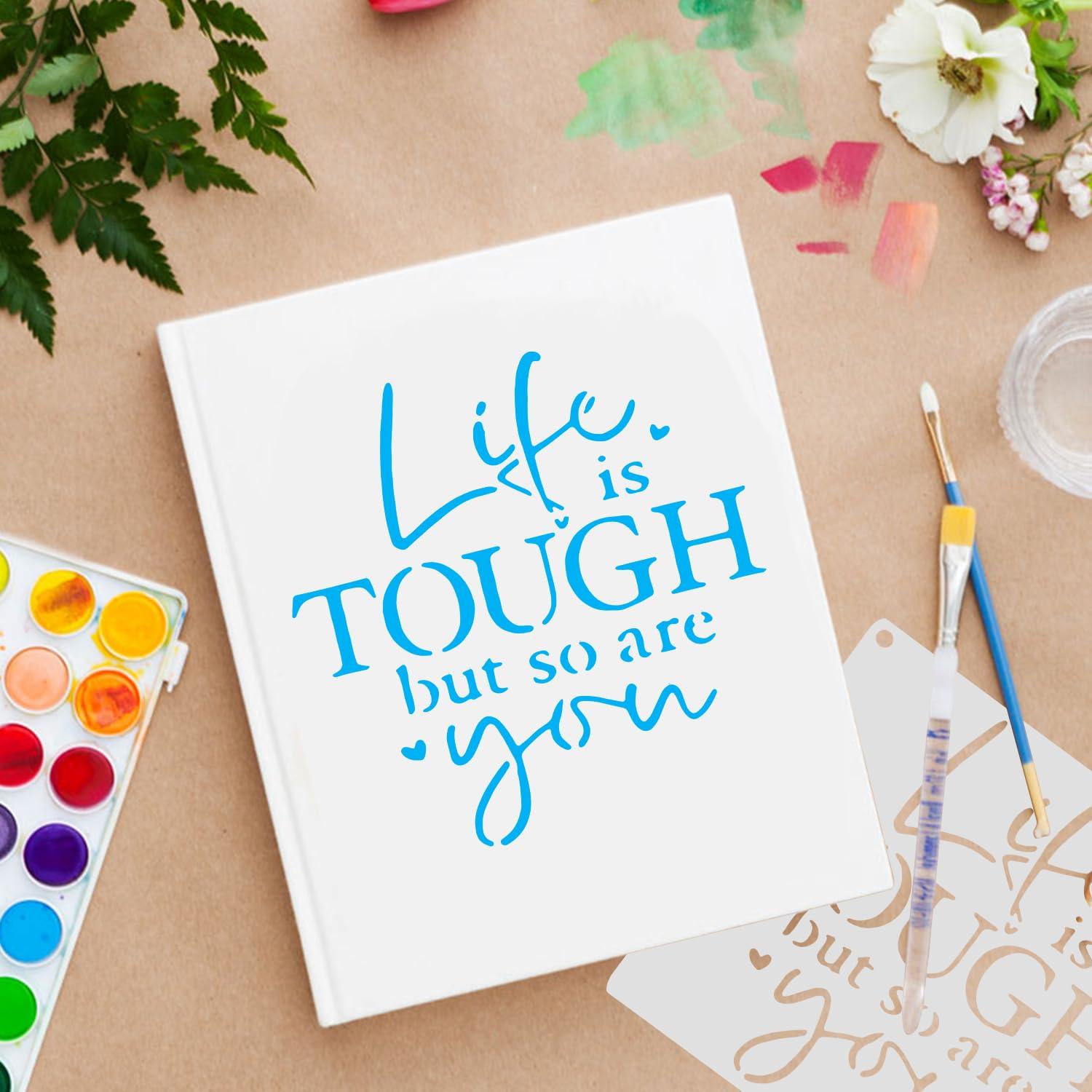 20 PCS Artistic Word Stencils, 4 Inch Inspirational Word Reusable Plastic Paint Templates, Quote Phrase Sayings Stencils Set for Painting on Wood Wall Canvas Fabric Paper Home Sign Furniture Canvas - Image 2