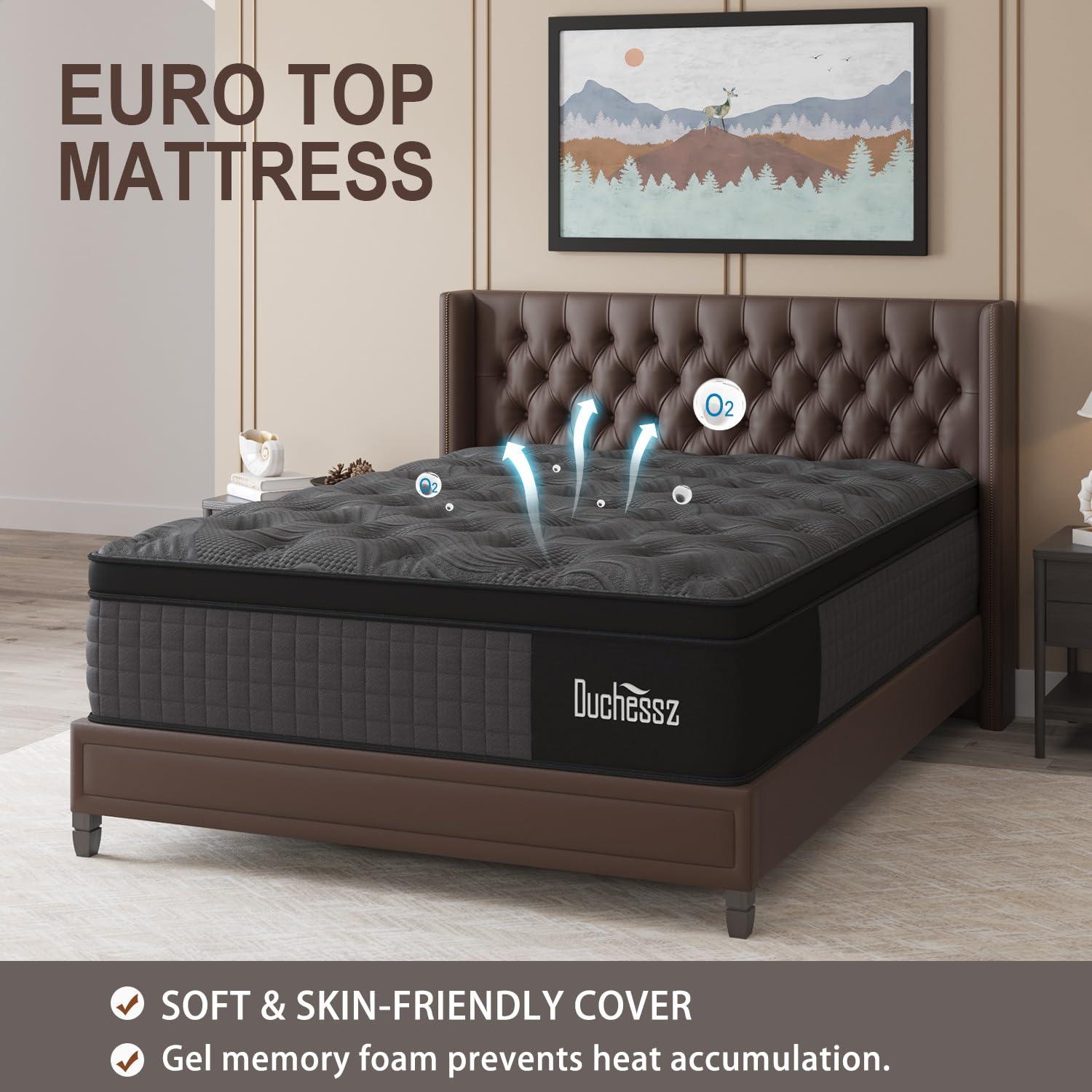 Duchessz King Mattress, 14 Inch Hybrid Mattresses Black with Gel Memory Foam and Individually Pocket Innerspring Euro Top Medium Firm for Motion Isolation, Edge Support, 100 Night Trial - Image 3