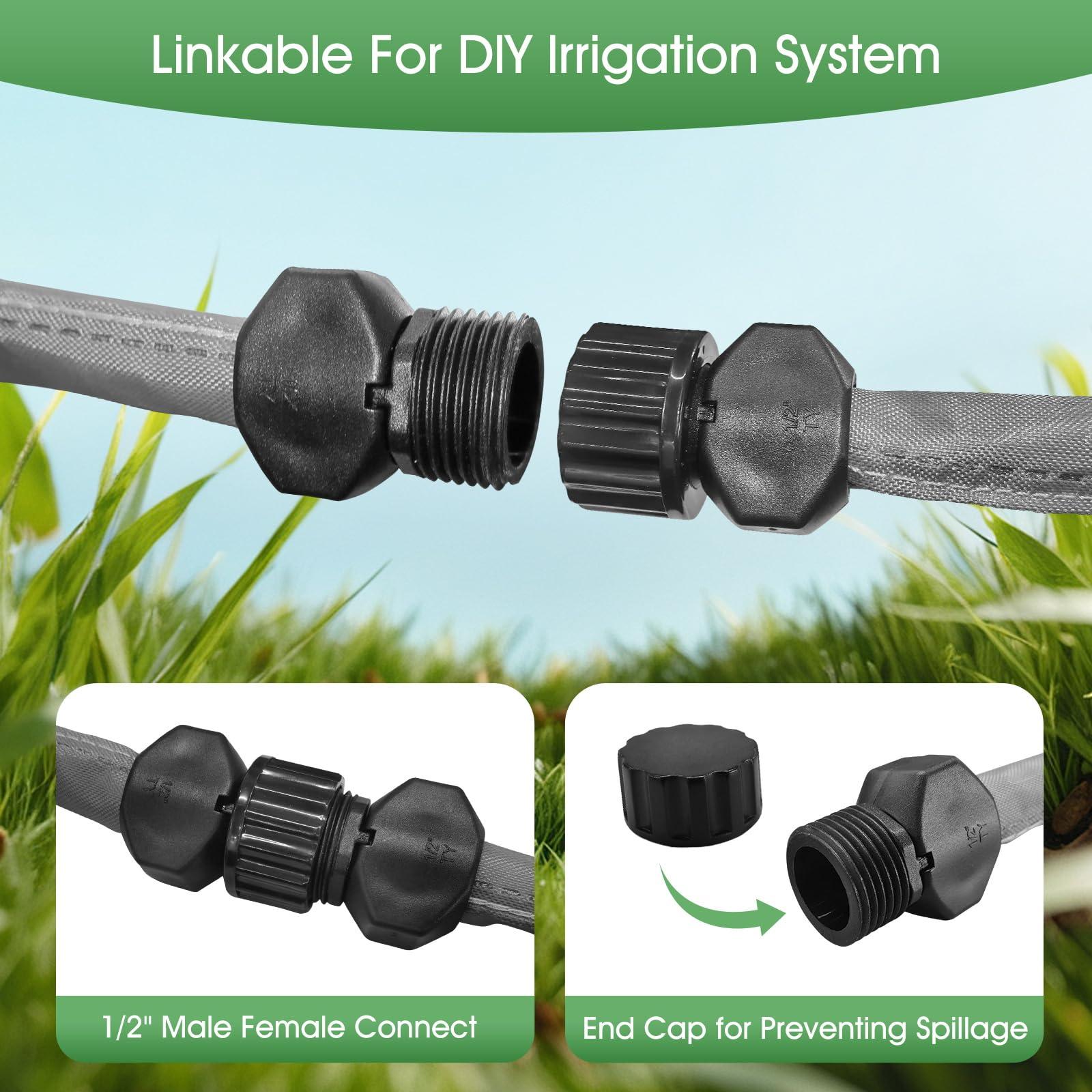 Flat Soaker Hose for Garden Beds 100 ft,Linkable Drip Irrigation Hose Save 80% Water, Leakproof Watering Hose with Holes, Duty Double Layer Flexible Leakproof(50 FT x 2Pack) - Image 3