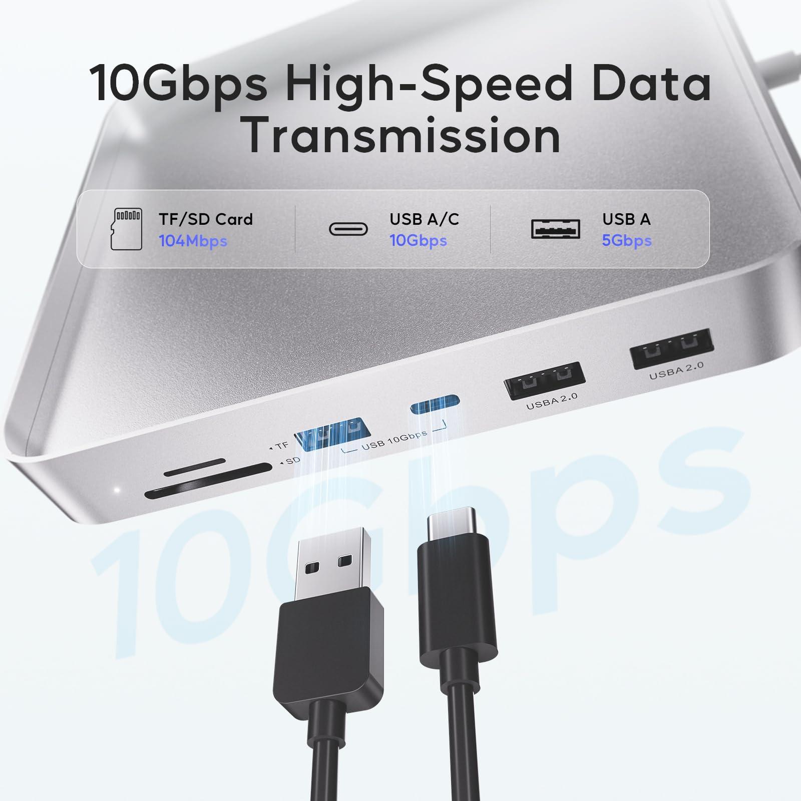 USB C HUB for iMac 24 inch 2021/2023/2024, PULWTOP USB Hub Adapter iMac Accessories for i-Mac M1/M3/M4 with USB C 10Gbps 3*USB A SD/TF, Docking Station Support Expand M.2 SSD (Not Included), Silver - Image 4