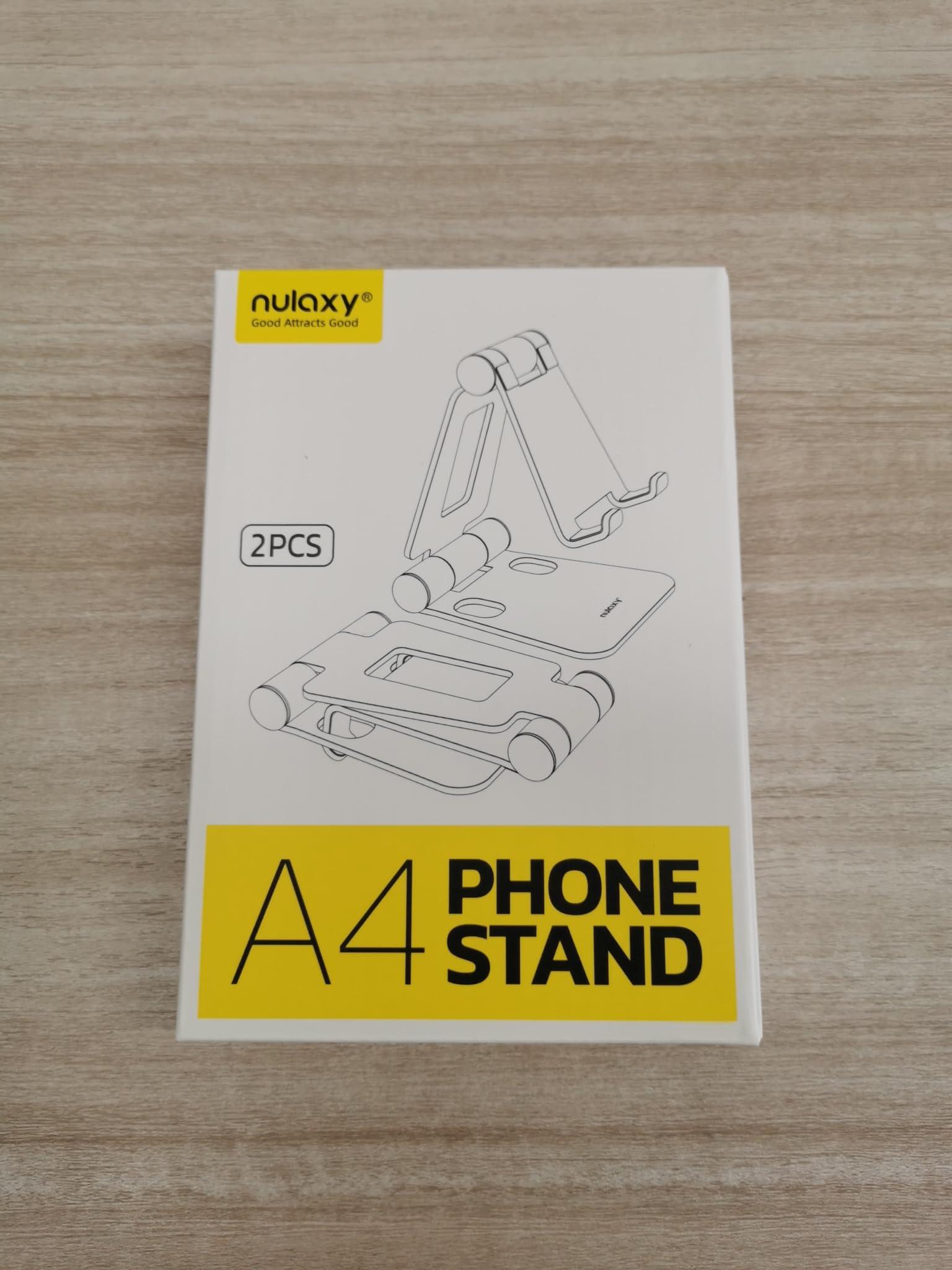 Nulaxy 2 Pack Dual Folding Cell Phone Stand, Fully Adjustable Foldable Desktop Phone Holder Cradle Dock Compatible with Phone 16 15 14 13 12 Pro Xs Xs Max Xr X 8, All Phones, Black & Silver - Image 7