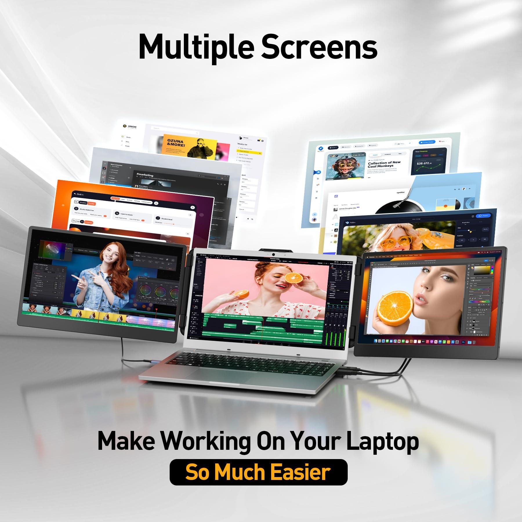 KEFEYA Laptop Screen Extender, 14.2" Portable Triple Monitor for Laptop with Full HD IPS Display, Laptop Extended Monitor Compatible with Mac, Windows, Chrome, Fits 13-17 Inch Laptops - Image 7