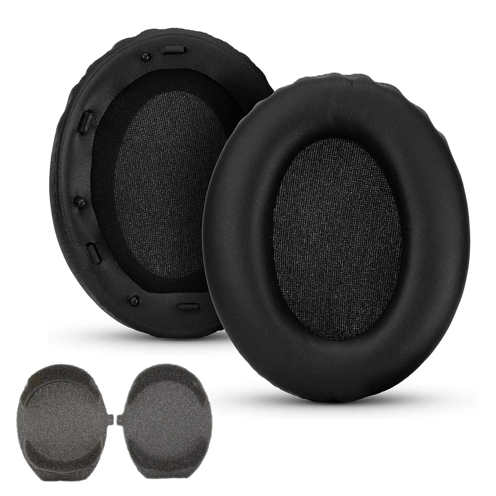 Replacement 1000XM3 Ear Cushion for Sony WH-1000XM3 Over-Ear Headphones, Compatibel WH1000XM3 Ear Pads with Softer Protein Leather, Noise Isolation Memory Foam, Black