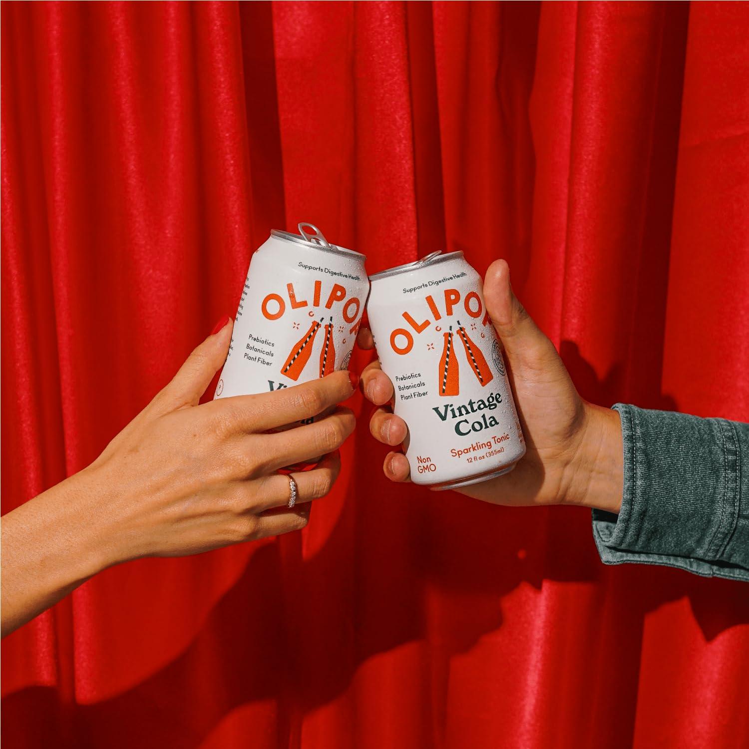 OLIPOP Prebiotic Soda Pop, Vintage Cola, A New Kind of Soda Packed with Prebiotics, Fiber, and Botanicals, Gluten Free, Vegan, GMO Free, 12oz (12-Cans) - Image 4