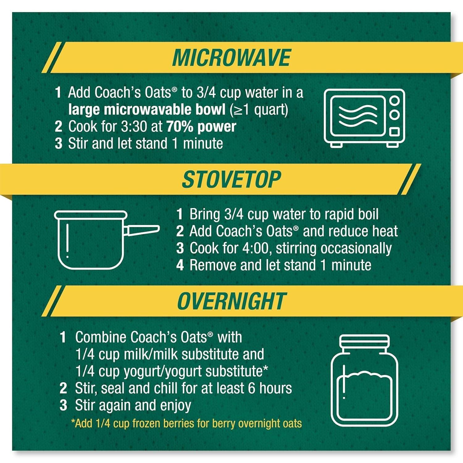 COACH'S OATS Organic Whole Grain Oatmeal 3 lbs | Cracked n’ Toasted | Quick-Cooking, Steel Cut Texture | Heart-Healthy, Delicious Breakfast | Microwavable, Stovetop, Overnight Oatmeal - Image 5