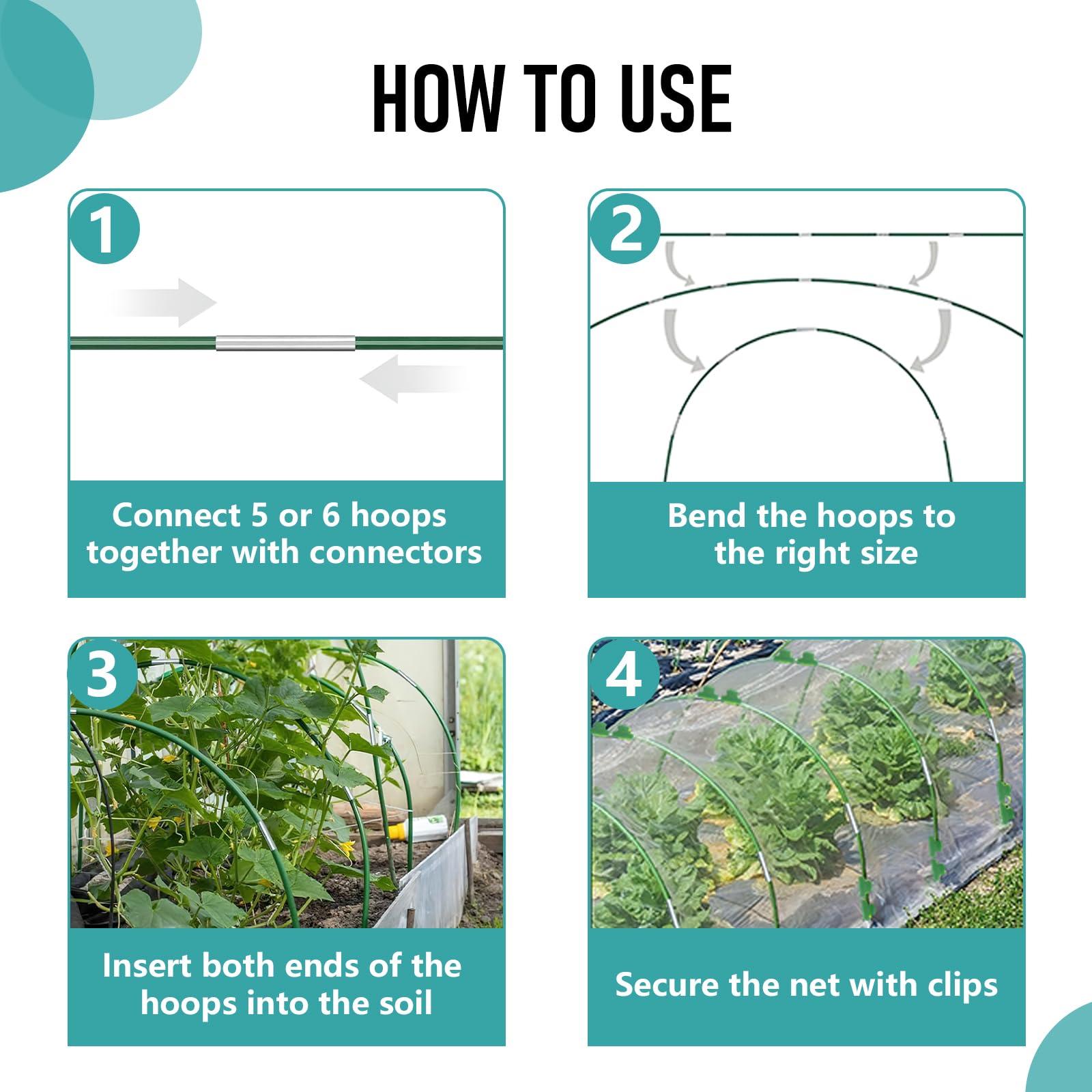 BOTINDO Garden Hoops for Raised Beds 36Pcs, 6 Sets of 8FT Long Greenhouse Hoops Grow Tunnel Rust-Free Fiberglass Support Hoops Frame for Garden Netting Fabric Shade Cloth Row Cover (36 PCS) - Image 3