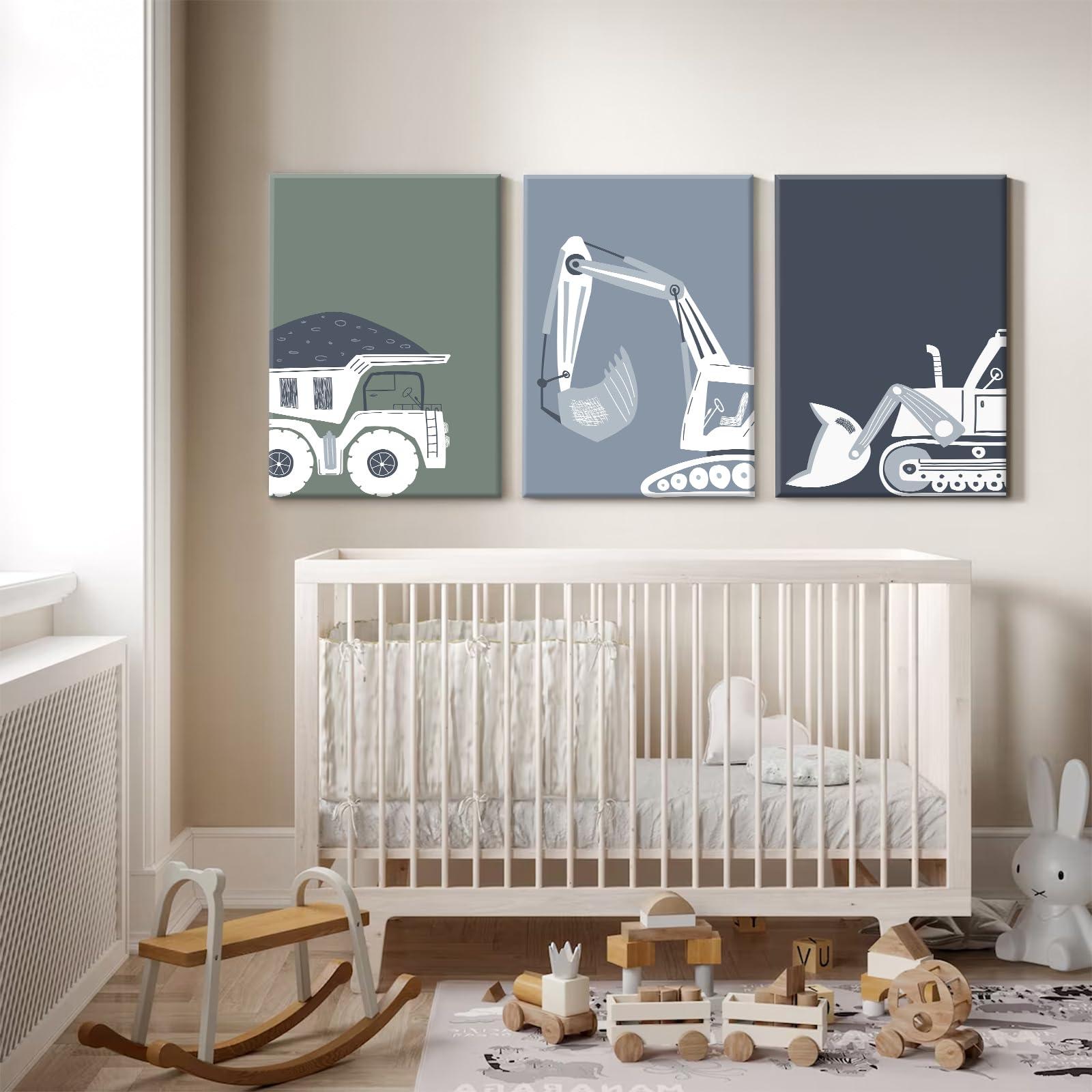 Construction Truck Wall Art Decor Toddler Boys Room Canvas Wall Art Tractor Vehicle Posters Dump Truck Wall Art Kids Bulldozer Pictures Nursery Prints for Boys Bedroom 12x16x3 Inch Wrapped Canvas - Image 5