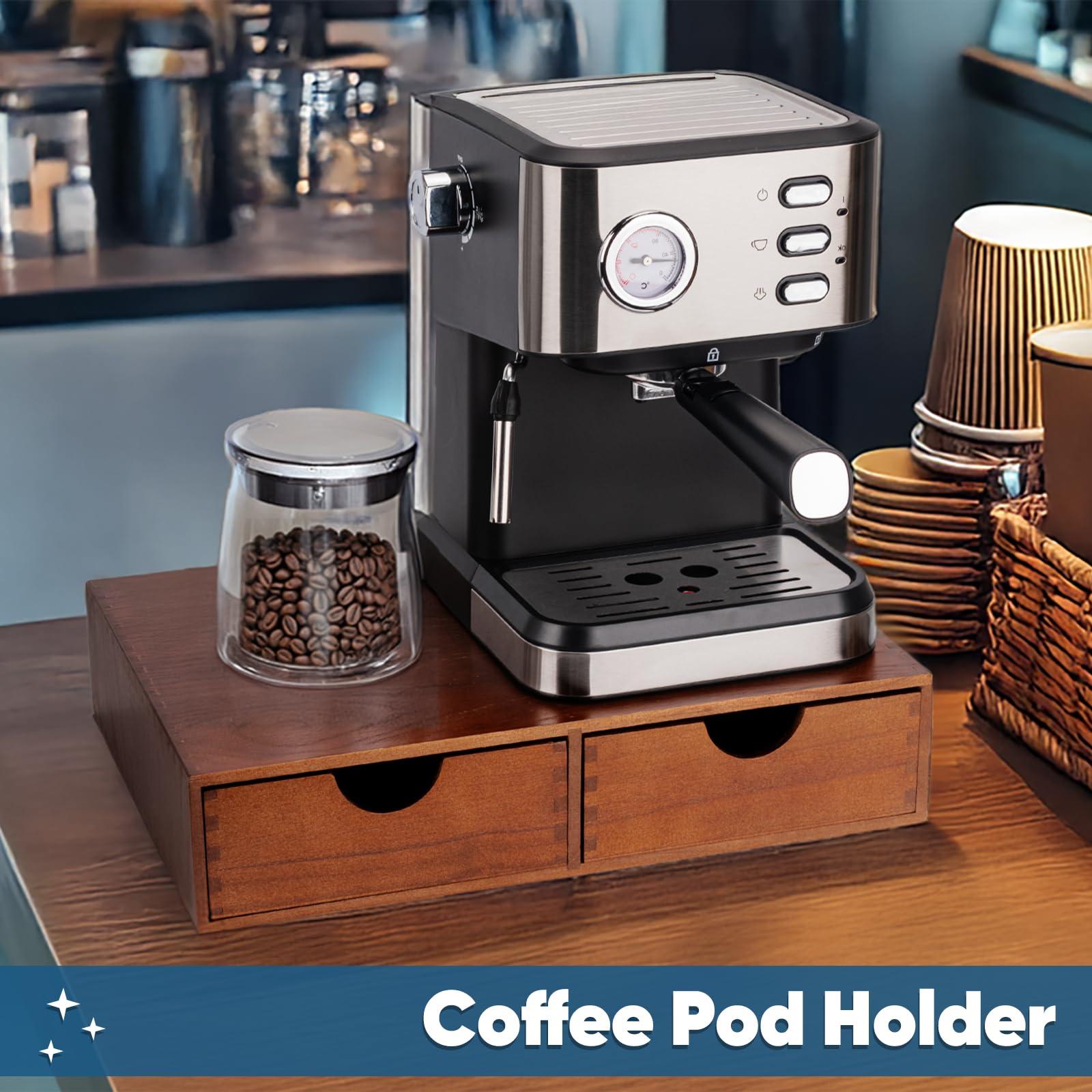 Wooden Coffee Pod Organizer, Coffee Bar Organizer Tea Bag Storage, Coffe Cup Drawer Maker Machine Stand for Kitchen, Kffee Bar Utensil Storage Home Decor Office Supplies - Image 6