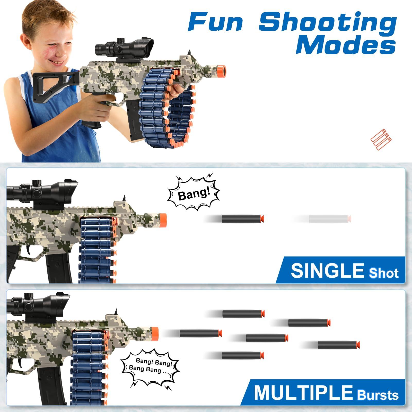 Electric Automatic Toy with Scope, JakMean Toy Blaster with 30 Dart Clips and 100 Foam Darts, Outdoor Shooting Games Toys for 6-12 Year Old Boys & Girls Adults, Gifts for Birthday Xmas, Green - Image 3