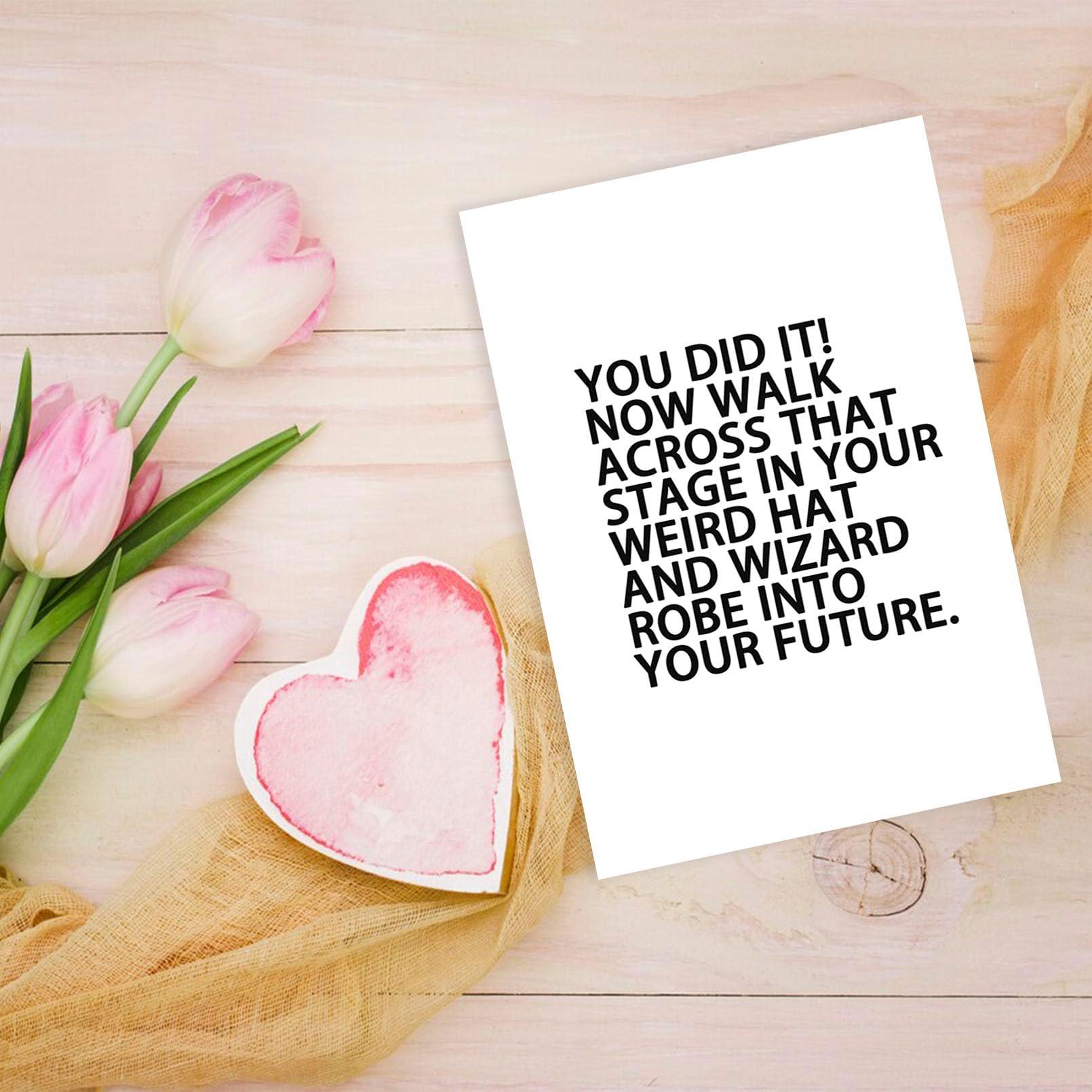Londue Funny Graduation Cards Gifts for Her Him, Graduate Congratulation Card, Weird Hat and Robe, Gifts for High School College Grad, You Did It Card - Image 6