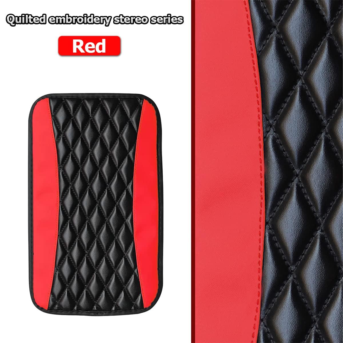 Car Center Console Cushion Pad, Universal Leather Waterproof Armrest Seat Box Cover Protector,Comfortable Car Decor Accessories Fit for Most Cars, Vehicles, SUVs (Red) - Image 3