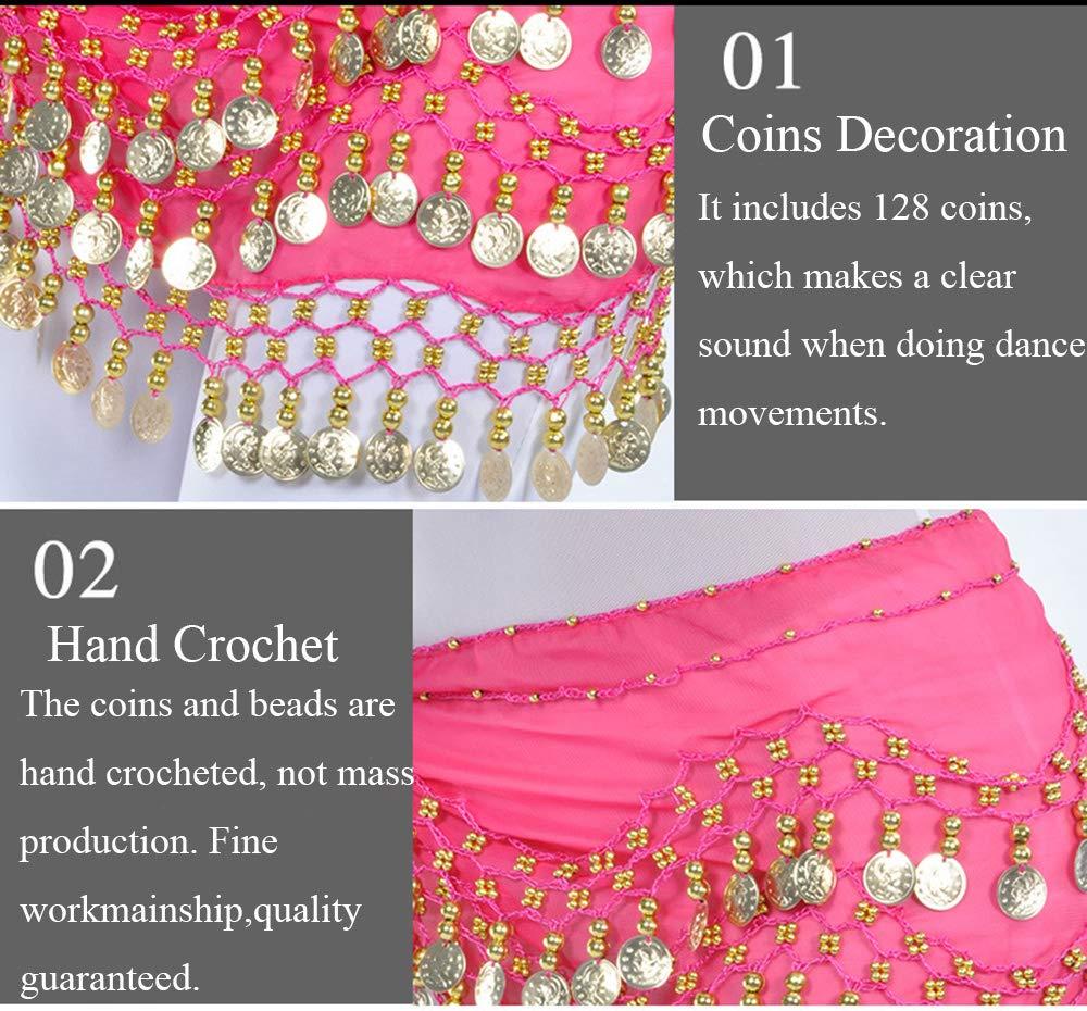 Lauthen.S 128 Coins Belly Dance Hip Scarf Tribal Belt Halloween Genie Costume Accessory - Image 3