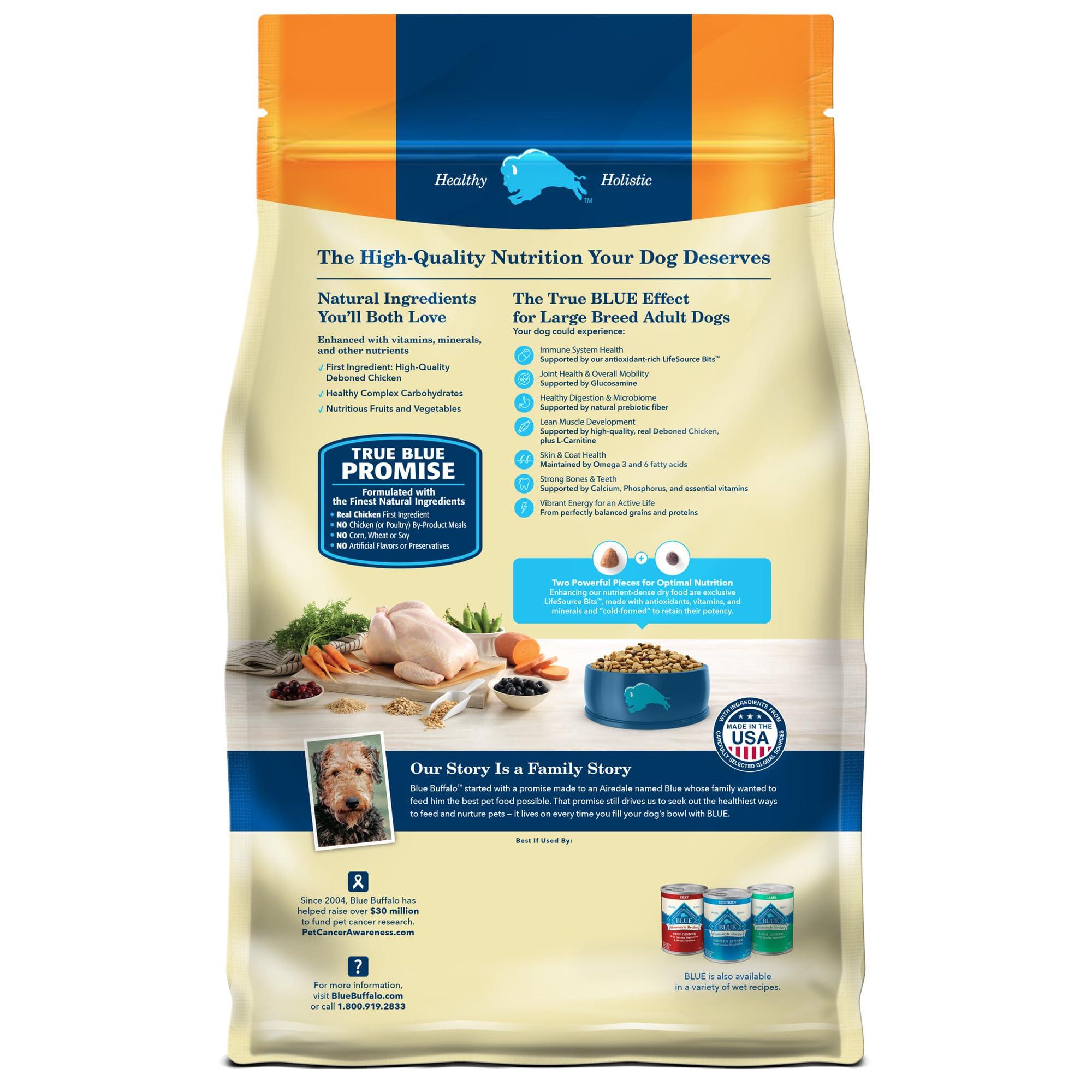 Blue Buffalo Life Protection Formula Large Breed Adult Dry Dog Food, Promotes Joint Health and Lean Muscles, Made with Natural Ingredients, Chicken & Brown Rice Recipe, 30-lb Bag - Image 2