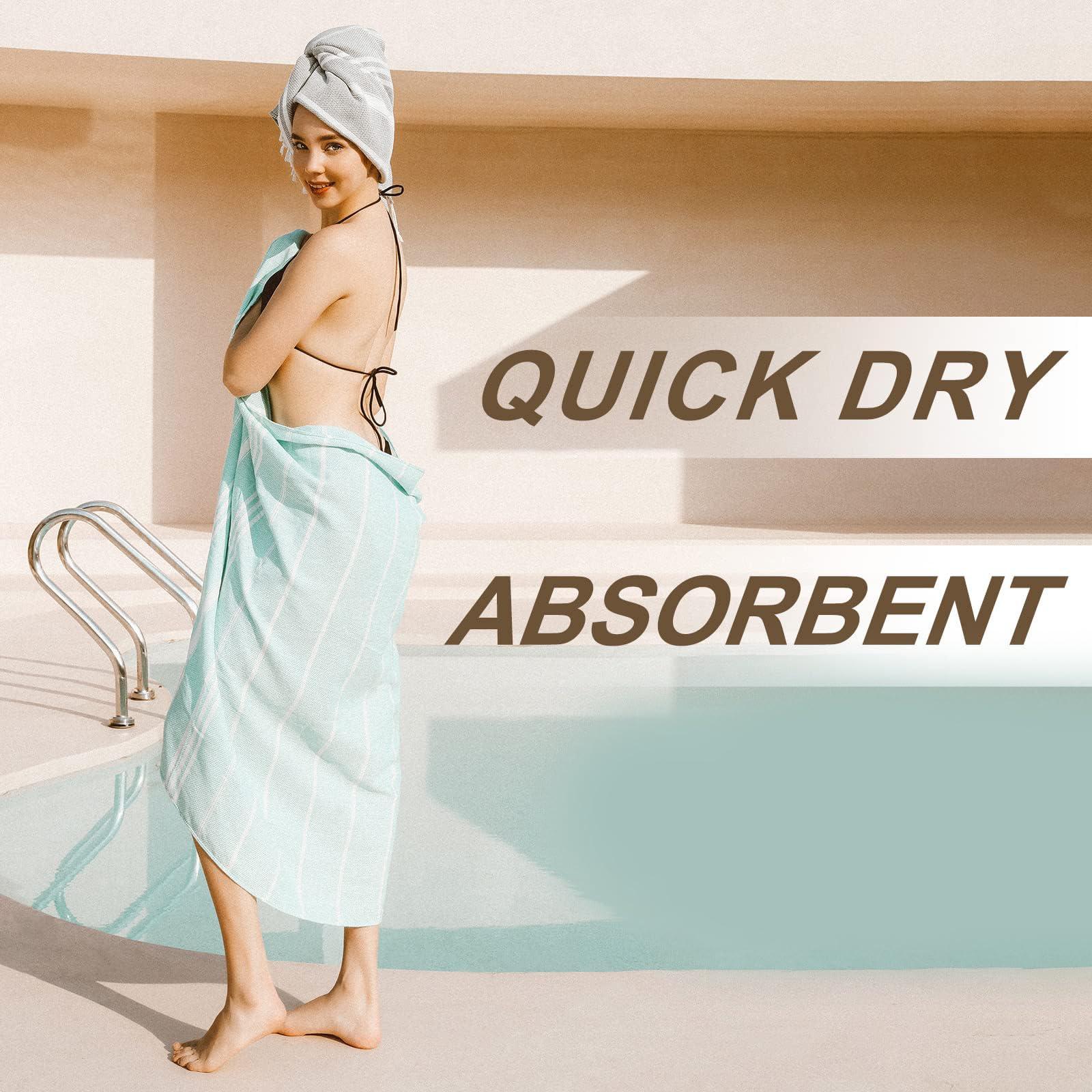4 Packs Turkish Beach Towel Pool Swim Towels Set Bulk Soft Cotton Extra Large Sand Free Quick Dry Thin Lightweight Travel Vacation Essentials Cruise Accessories Must Haves Clearance Sandless Oversized - Image 5