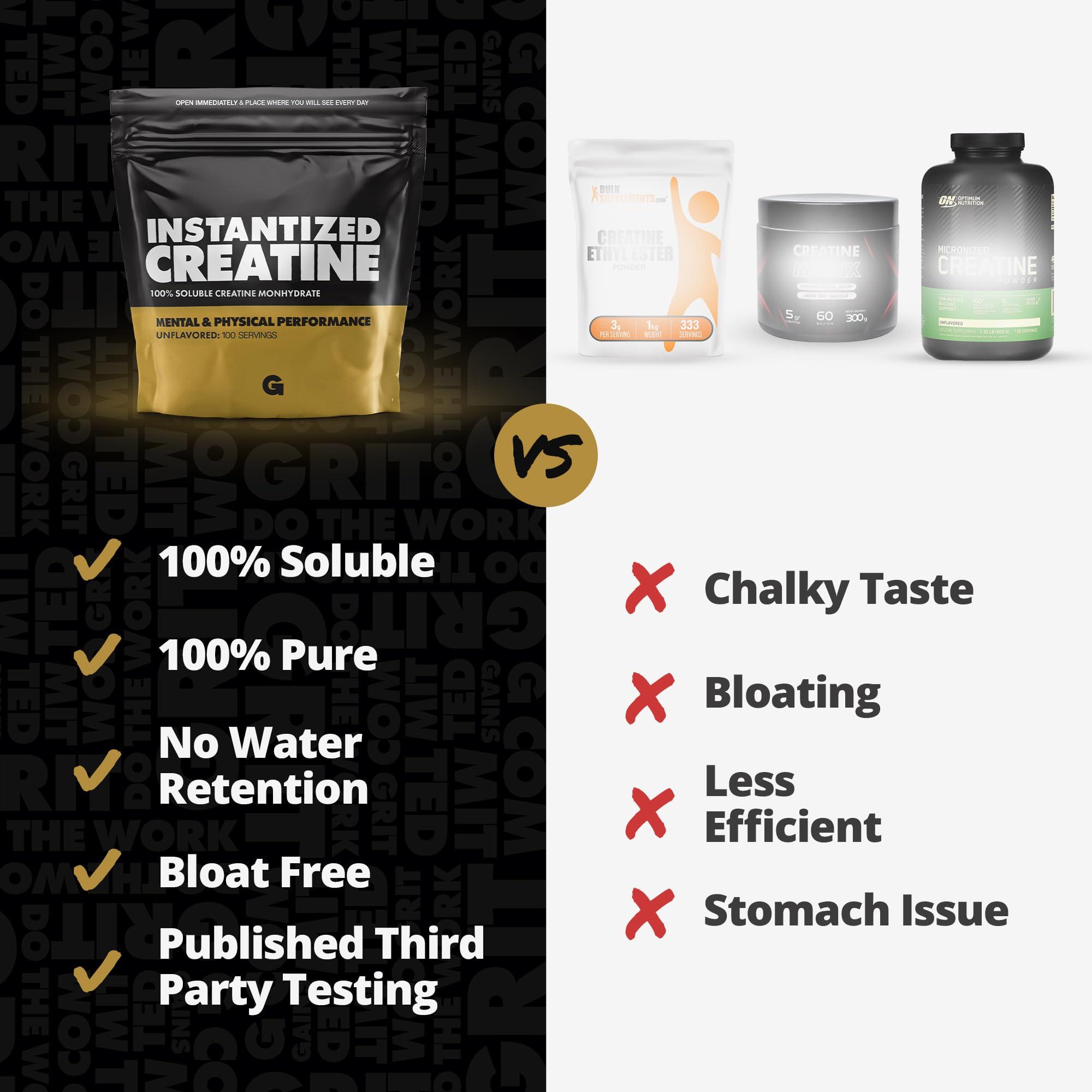 Gains in Bulk Instantized Creatine Monohydrate for Women and Men, Soluble Pre Workout Powder, Supports Muscle Building, Strength and Performance, Bodybuilding Supplements, Unflavored, 100 Servings - Image 5