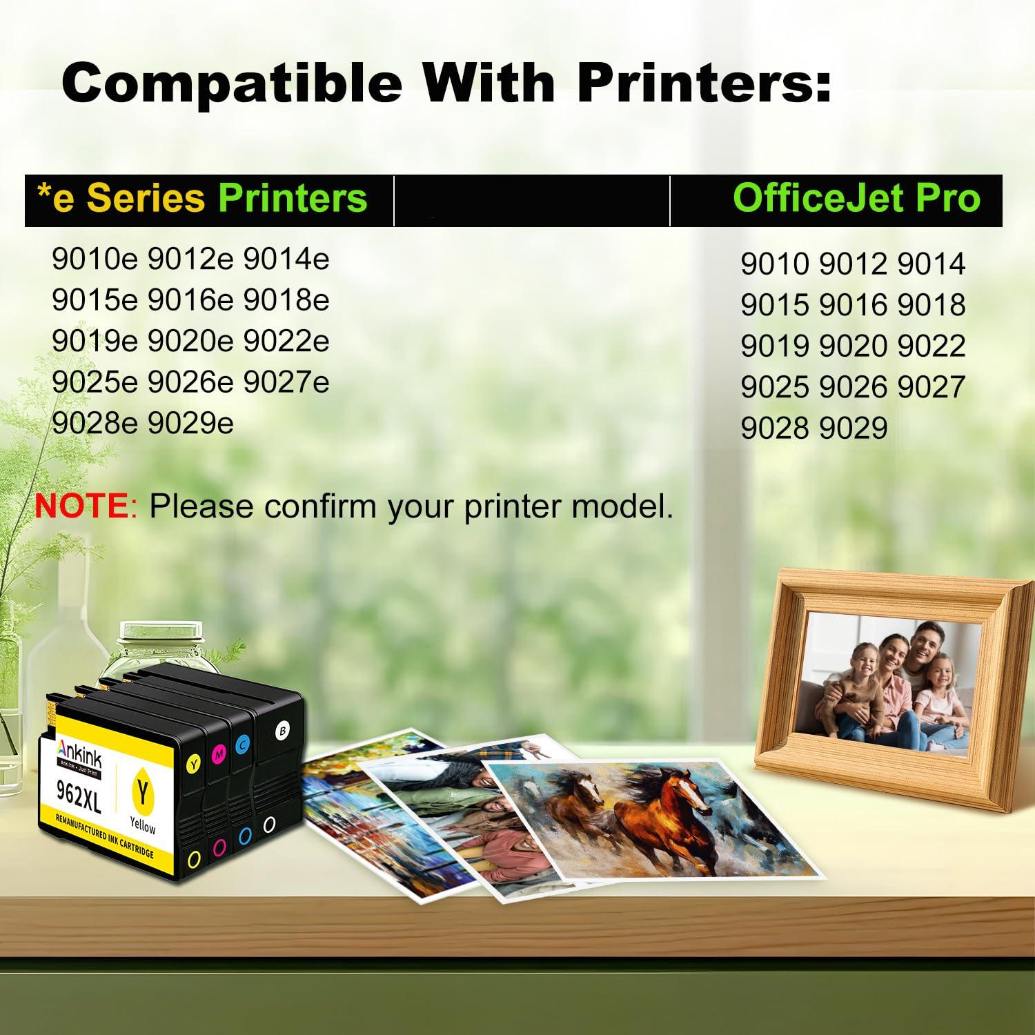 962XL Ink Cartridges Replacement for HP 962 XL 4 Combo Pack Compatible with HP OfficeJet Pro 9015e 9018e 9025e 9010 9015 9018 9020 9025 9012 9010e 9014e 9016e Printer (Black Cyan Magenta Yellow) - Image 2