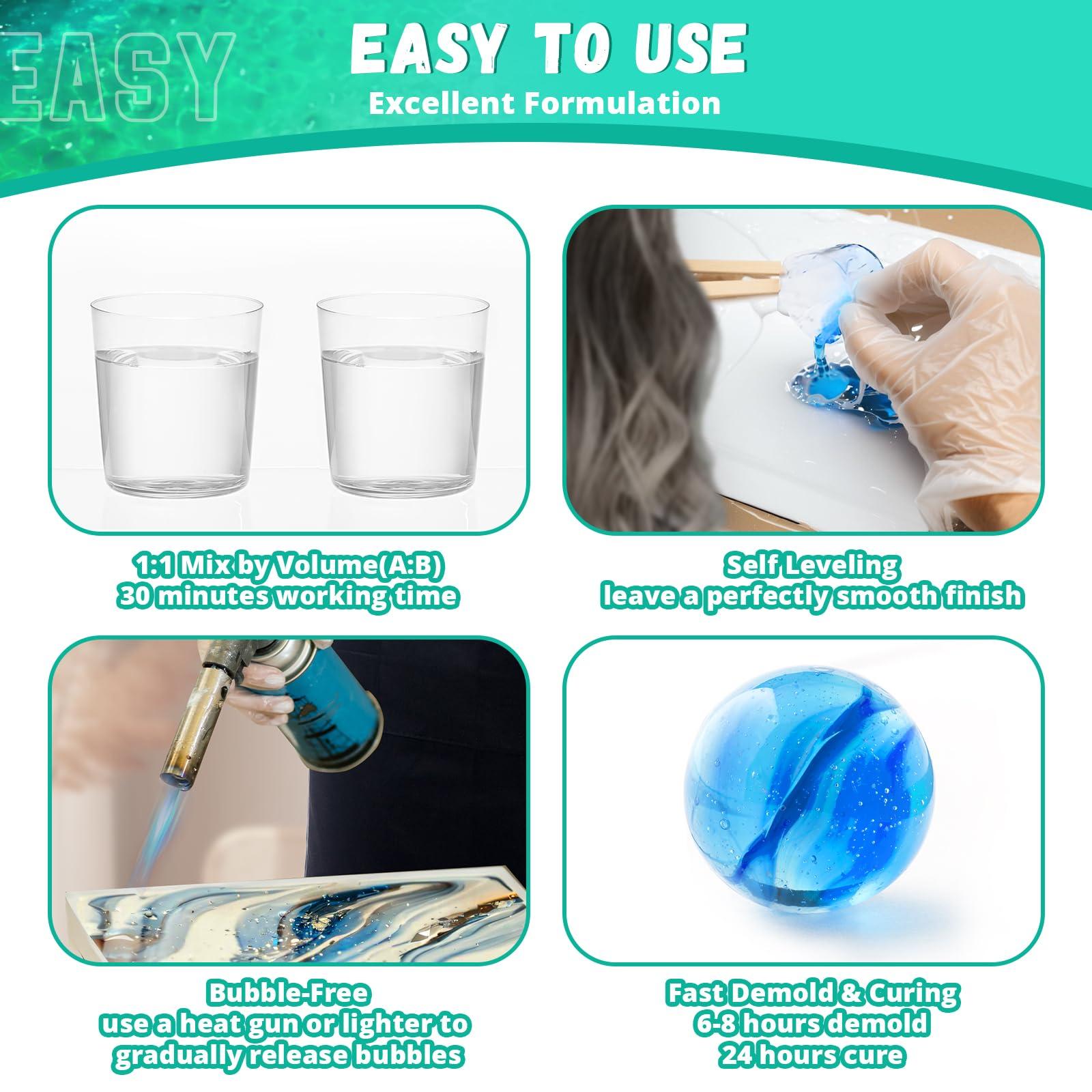 Resin Epoxy, KHKD RESIN 1 Gallon Epoxy Resin Kit- 2 Part Crystal Clear Resina Epoxica - High Gloss Odorless, UV & Impact Resistance Food Grade Epoxy Perfect for DIY Crafts, Jewelry, Art Coating - Image 2