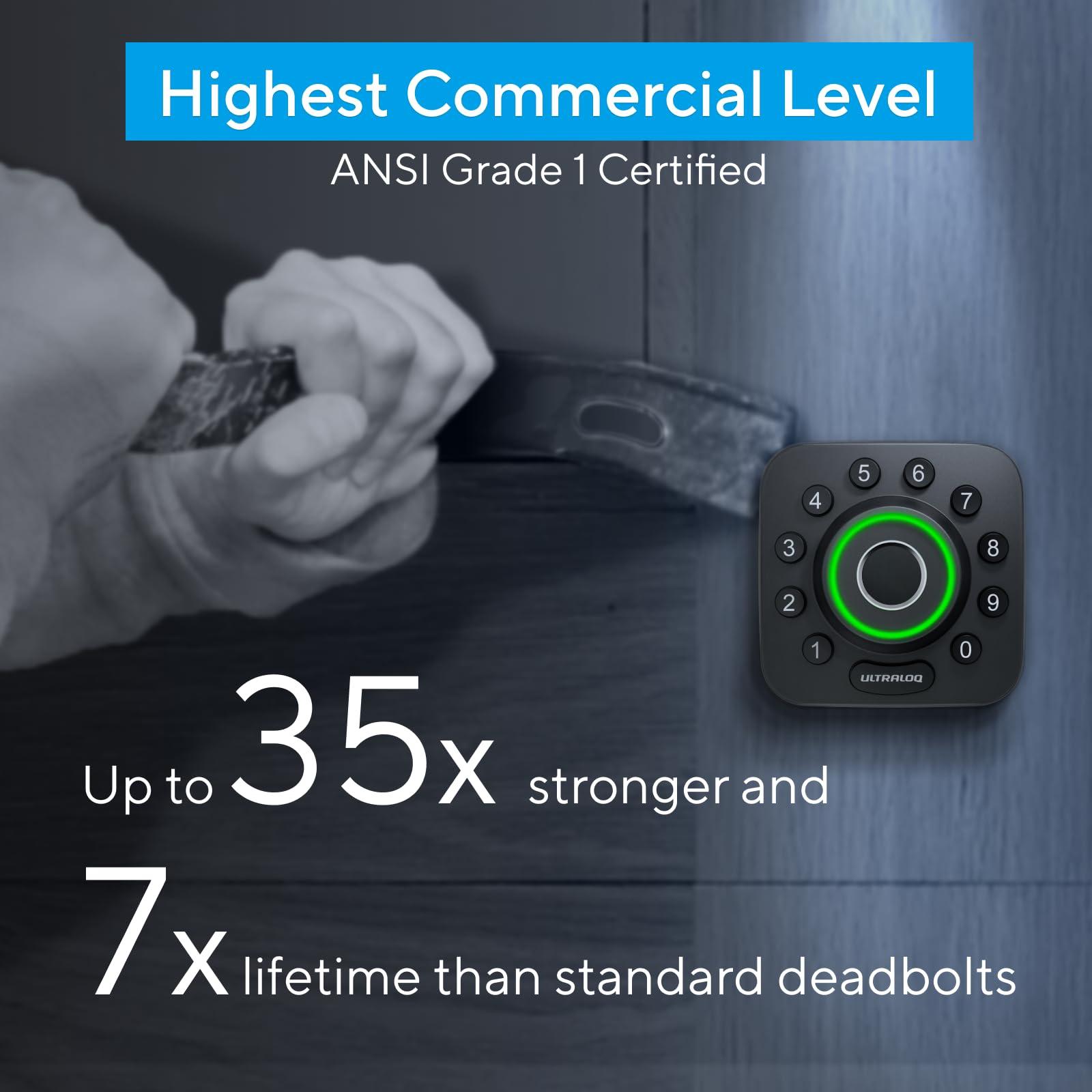 ULTRALOQ Smart Lock U-Bolt Pro, 7-in-1 Fingerprint Keyless Entry Door Lock with App Control, Anti-peep Keypad, Auto Lock, Smart Deadbolt Front Door, IP65 Waterproof, Easy Installation, 1 Year Battery - Image 7