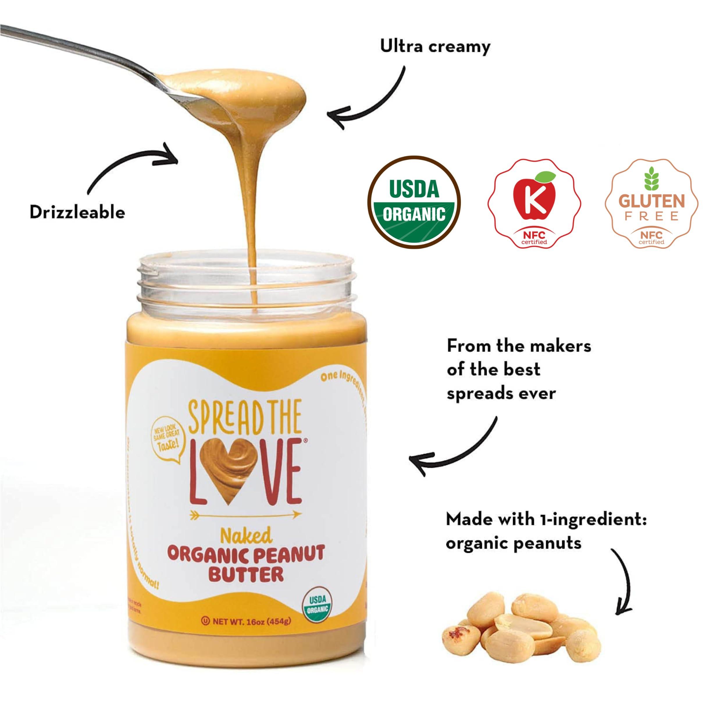 Spread The Love NAKED Organic Peanut Butter, 16 Ounce (Organic, All Natural, Vegan, Gluten-free, Creamy, Dry-Roasted, No added salt, No added sugar, No palm oil) (1-Pack) - Image 5