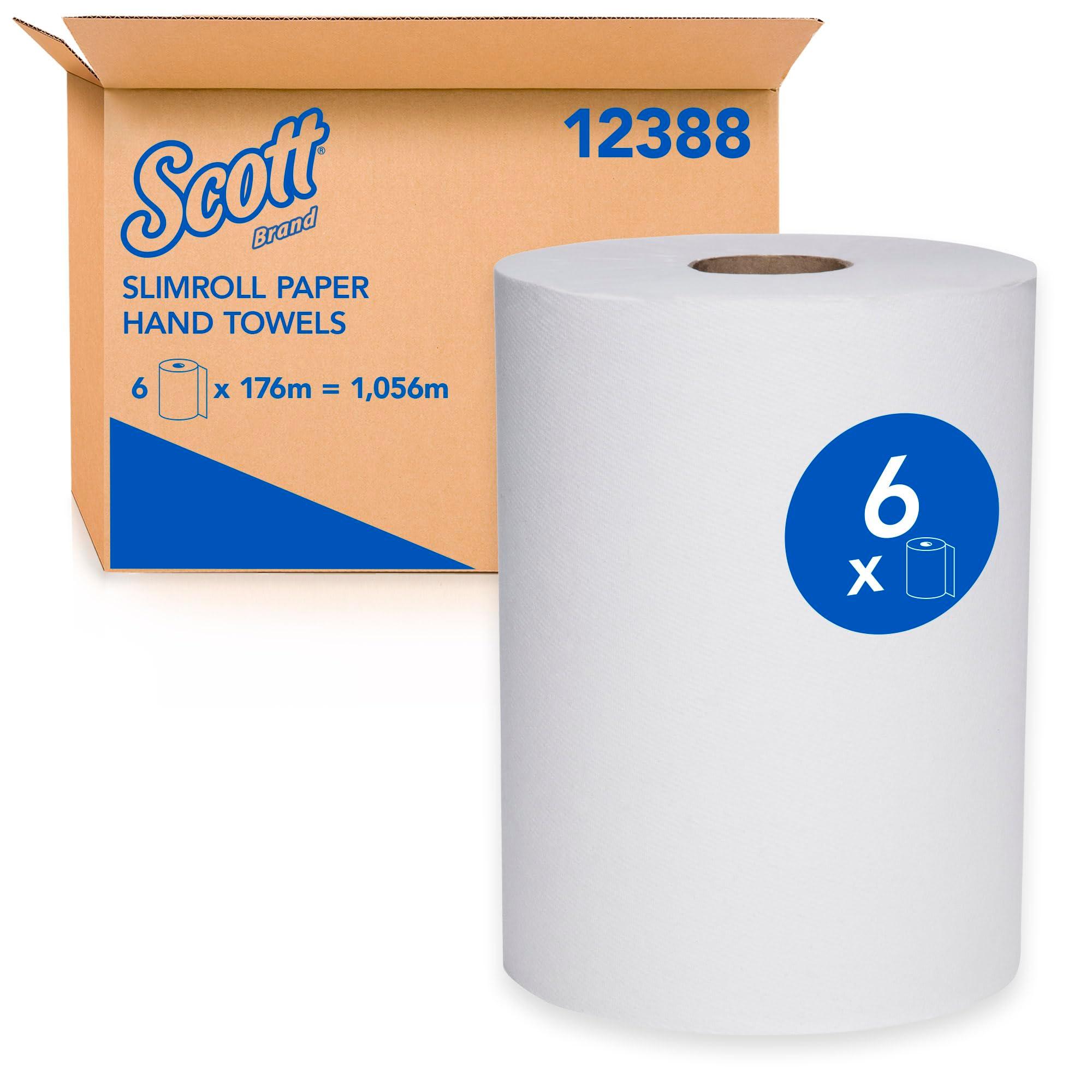 Scott Control Slimroll Hard Roll Paper Towels (12388) with Fast-Drying Absorbency Pockets, White, 6 Rolls / Case, 580' / Roll