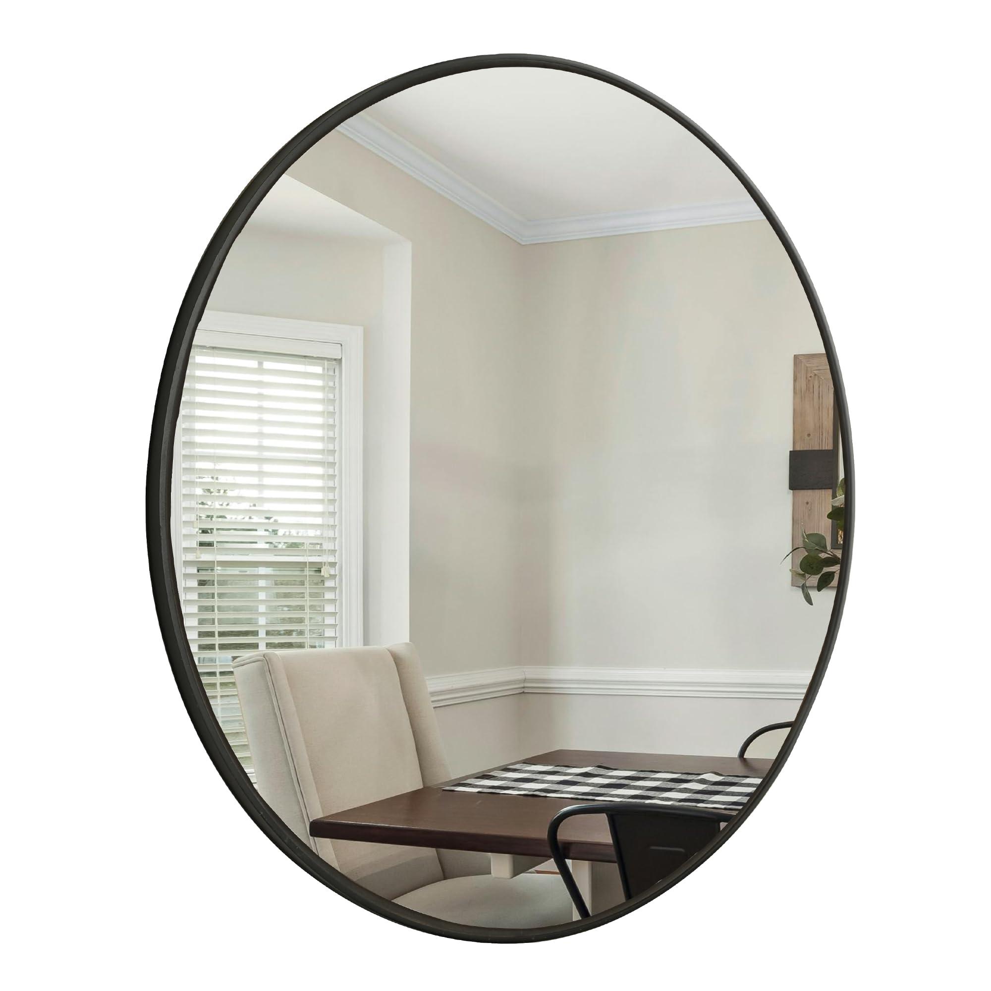 DUQIMO Round Wall Mirror 36 Inches,Large Circle Mirrors with Black Frame for Bathroom Entryway Bedroom & Living Room,Tempered Glass-Shatterproof Mirror(36" Black)