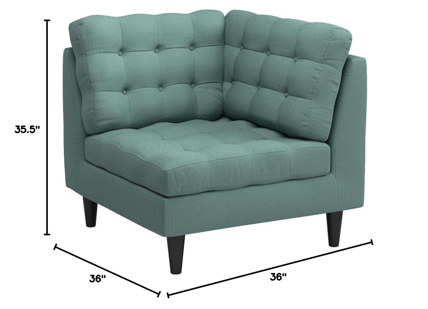 Modway Empress Mid-Century Modern Upholstered Fabric Corner Sofa In Laguna - Image 2